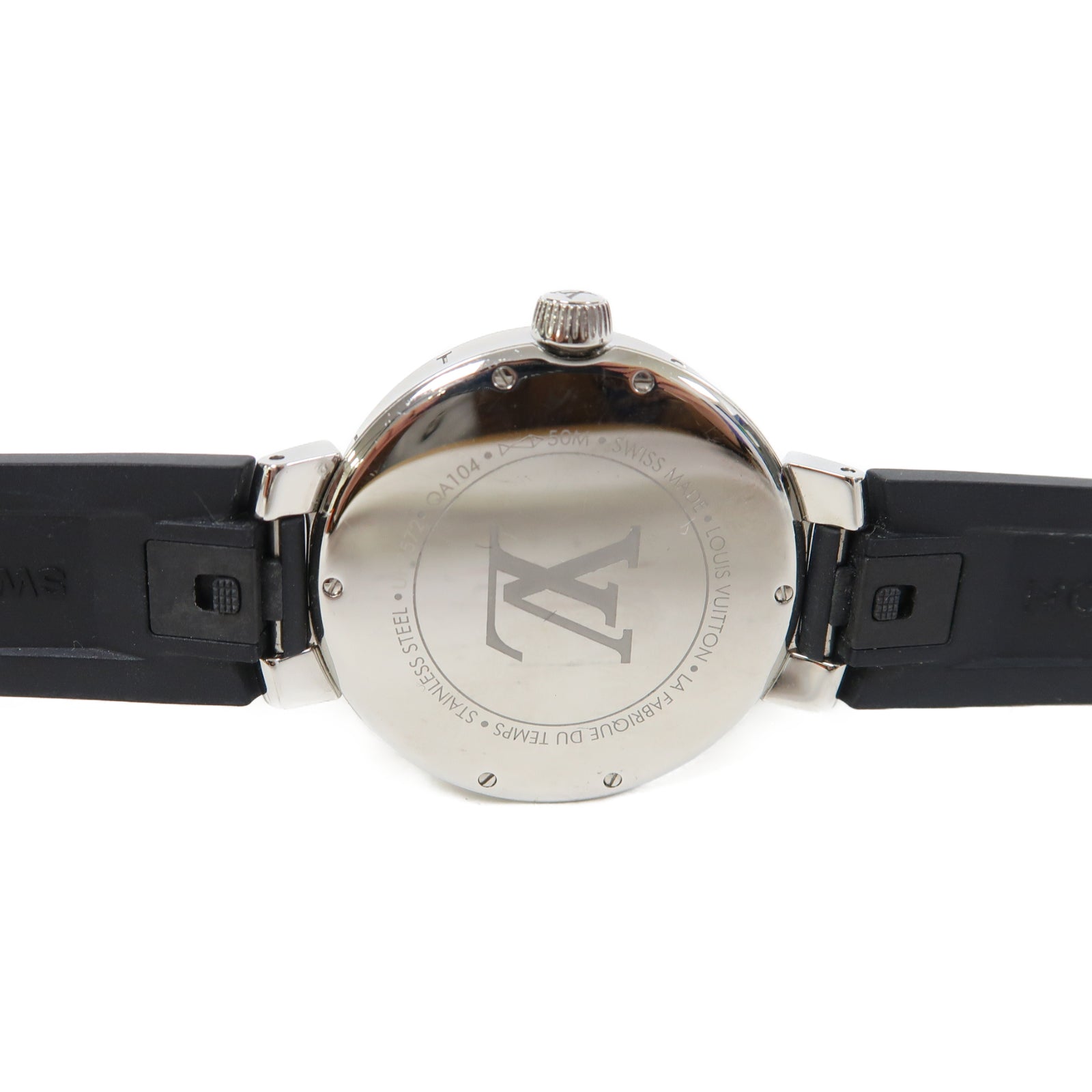 LOUIS VUITTON Tambour Dual Time MM不鏽鋼手錶石英機芯銀色