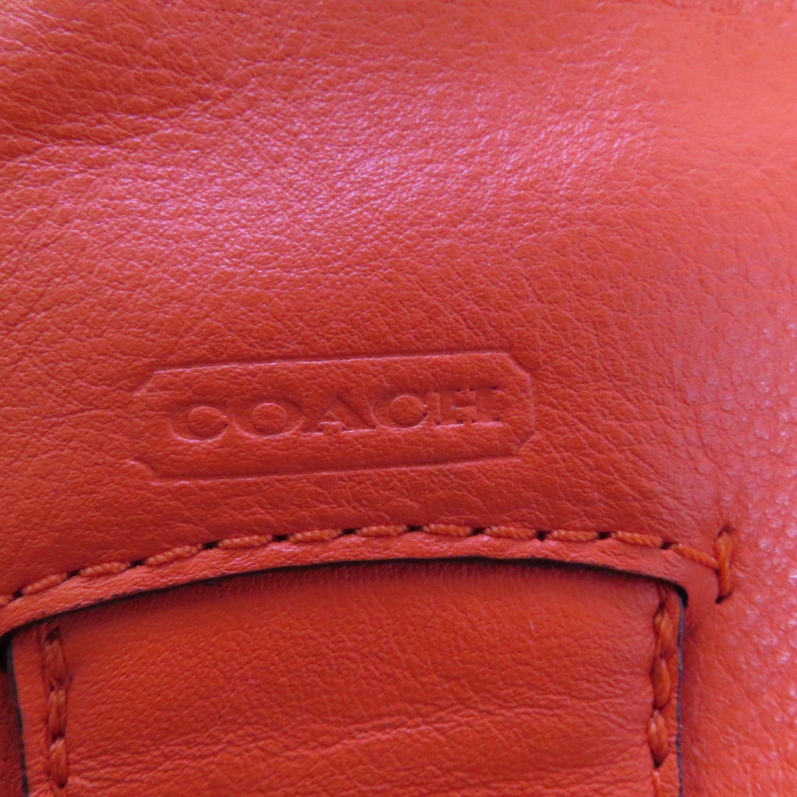 COACH 牛皮皮革Campbell Leather Bag金扣手挽肩背兩用袋橙色