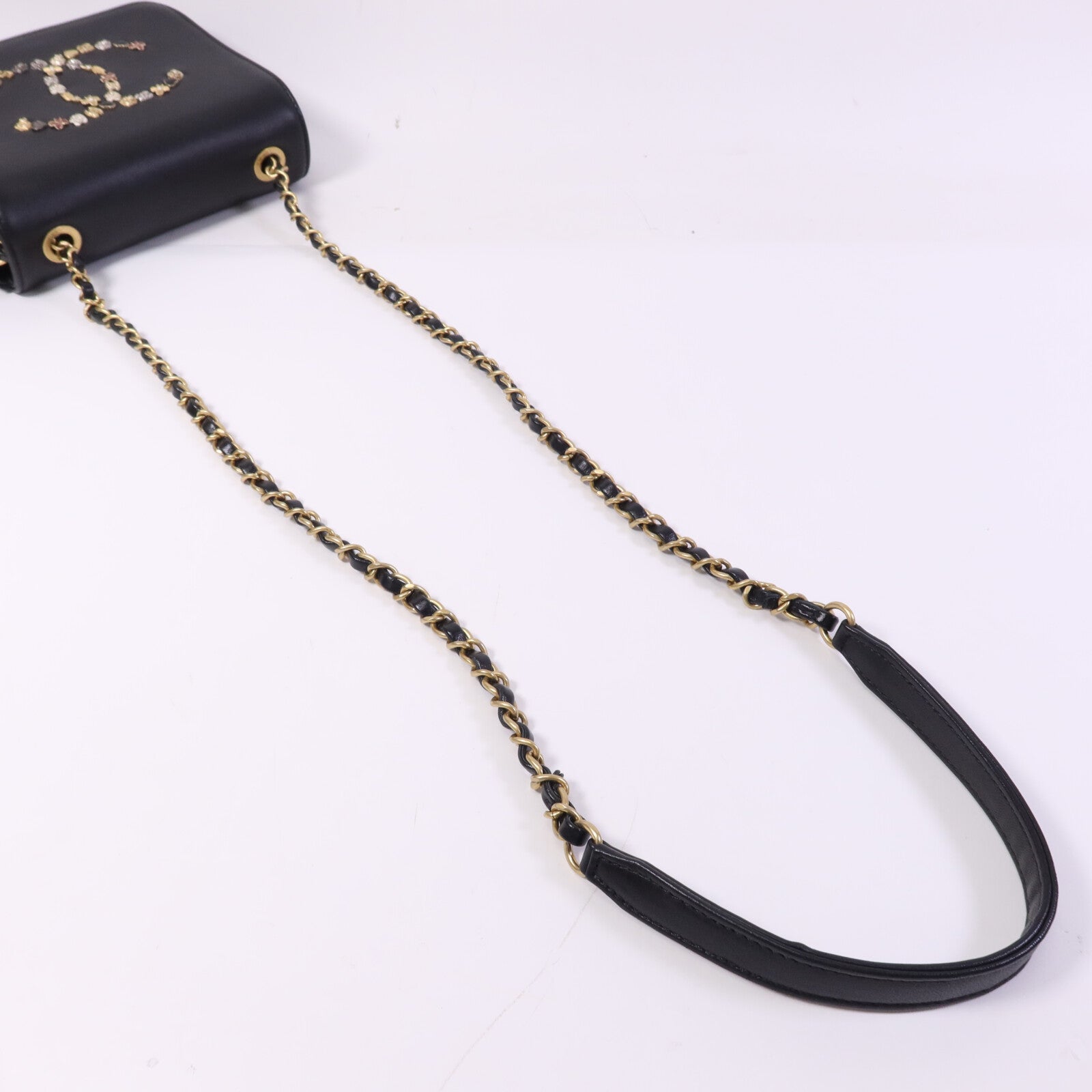 CHANEL 羊皮皮革Chain Shoulder Bag金扣鏈帶肩背袋