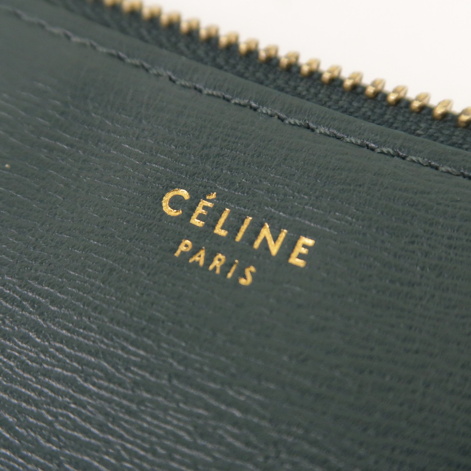 CELINE 牛皮皮革Trio金扣肩背袋綠色