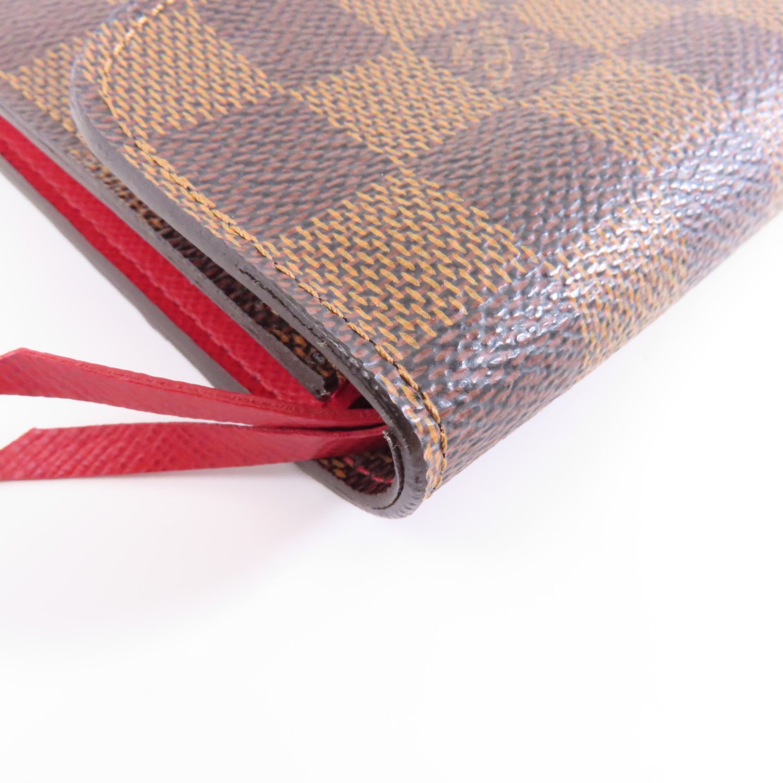 LOUIS VUITTON Damier Emilie Long Wallet金扣長錢包棕色/紅色