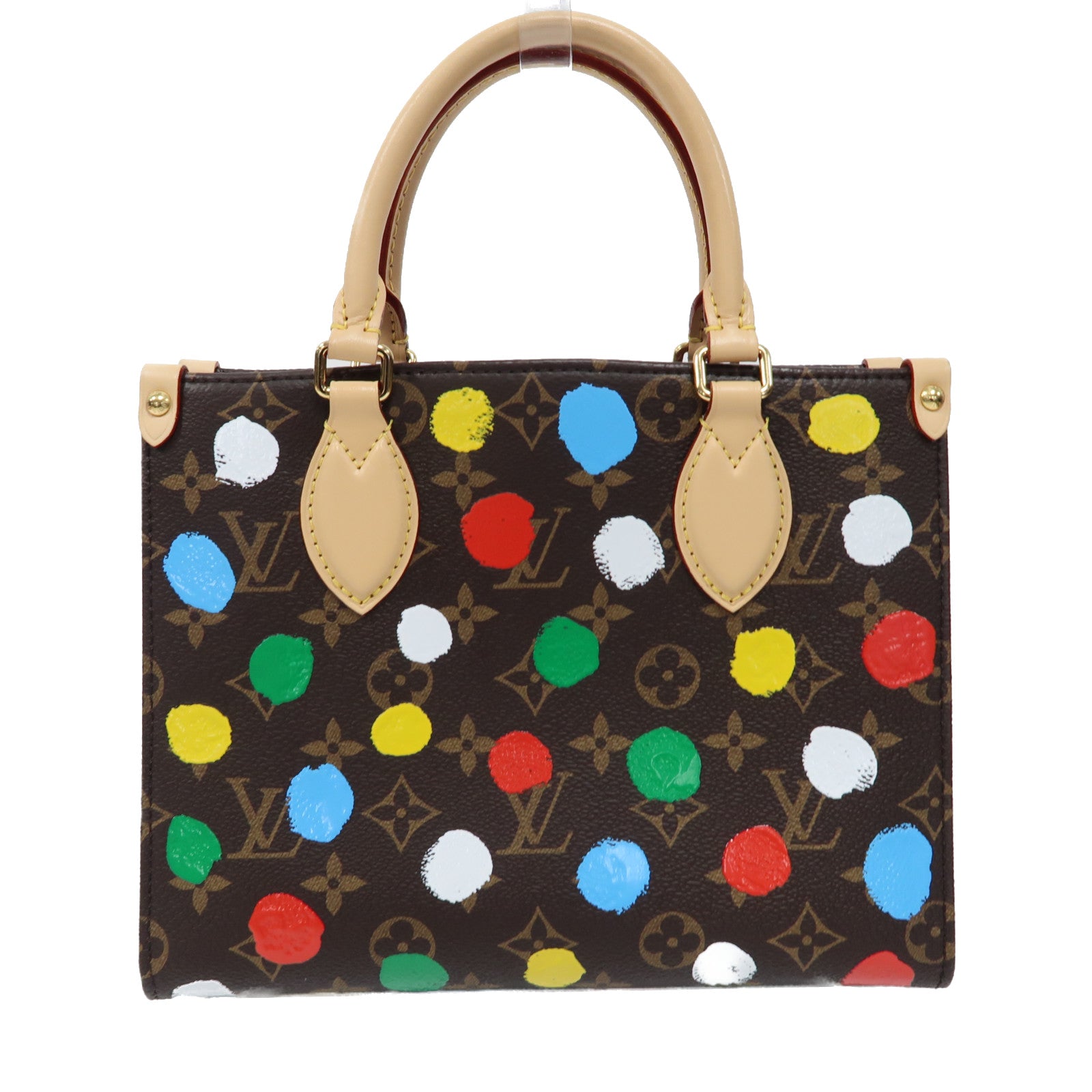 LOUIS VUITTON Monogram LVxYK On The Go金扣手挽肩背兩用袋啡色/彩色