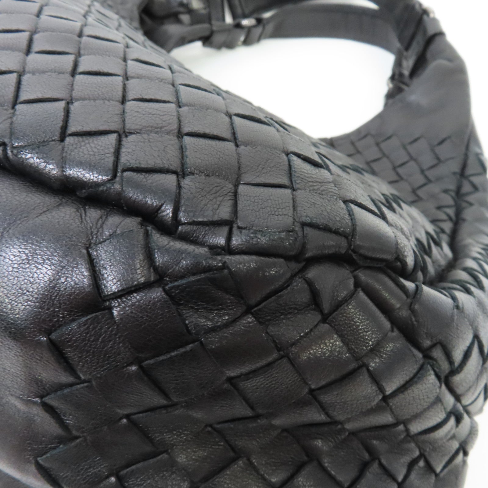 BOTTEGA VENETA 織紋牛皮皮革Shoulder Bag銀扣肩背袋黑色
