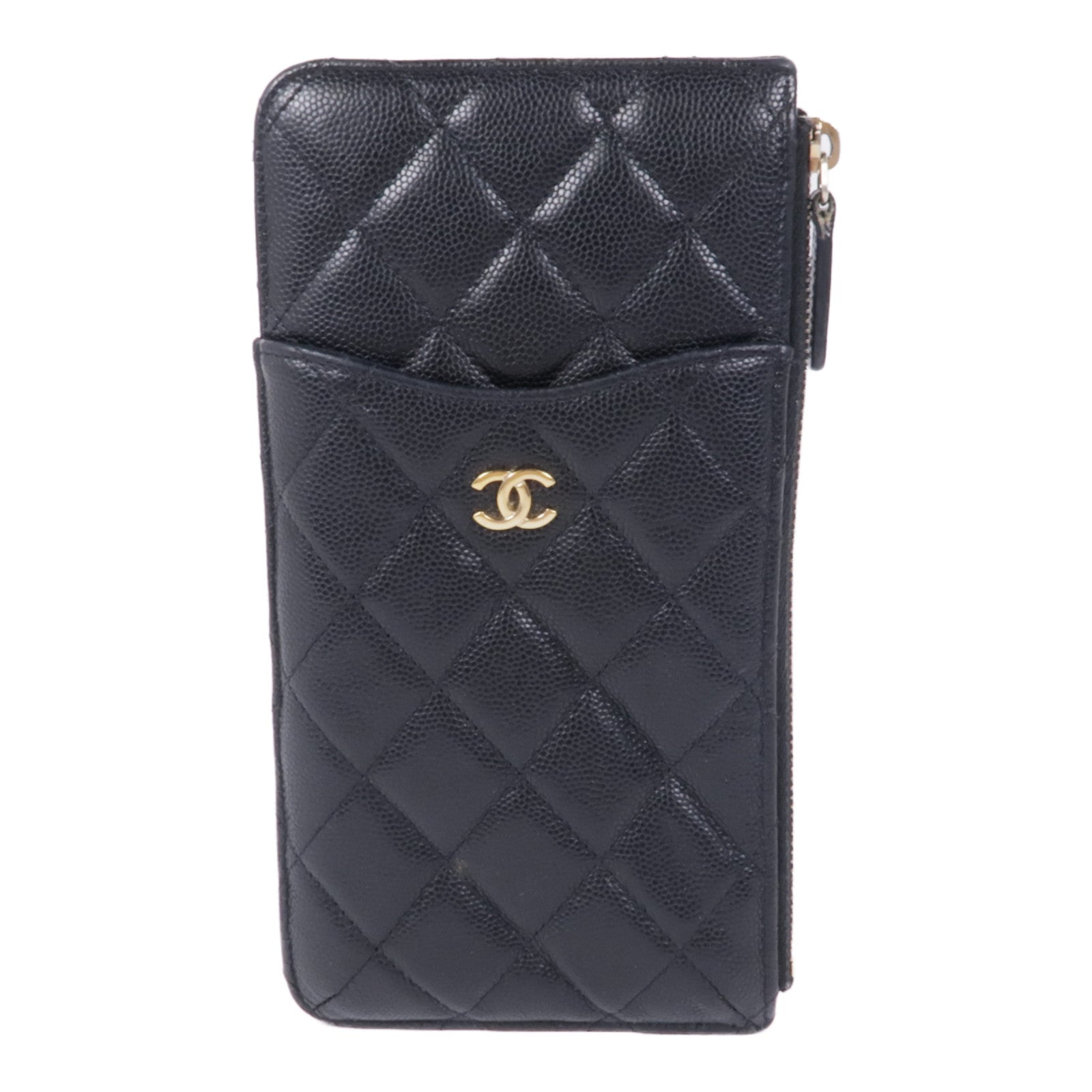 CHANEL 牛皮皮革Zipped Wallet金扣長錢包