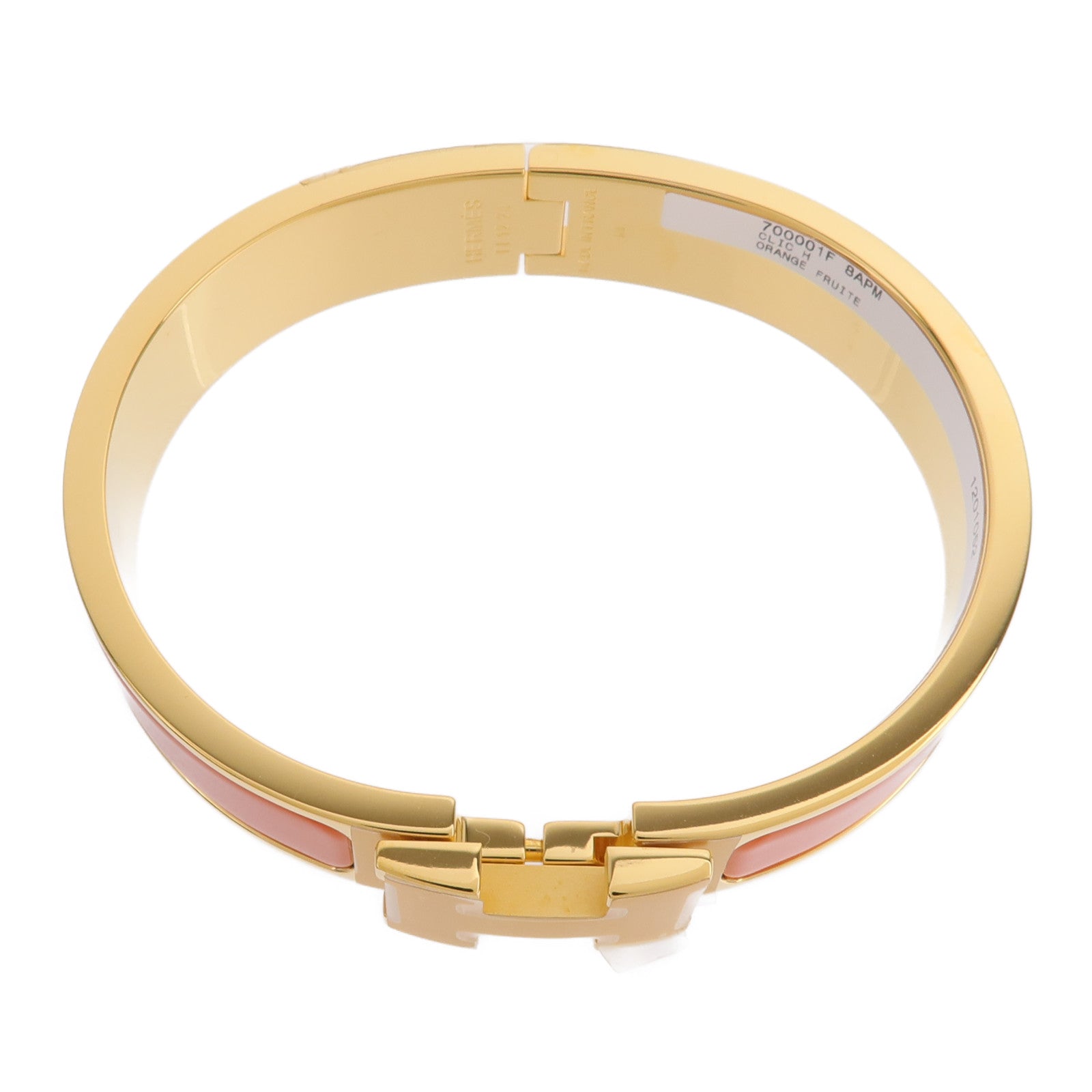 HERMES 金屬/琺瑯Clic H Bracelet手鐲Orange