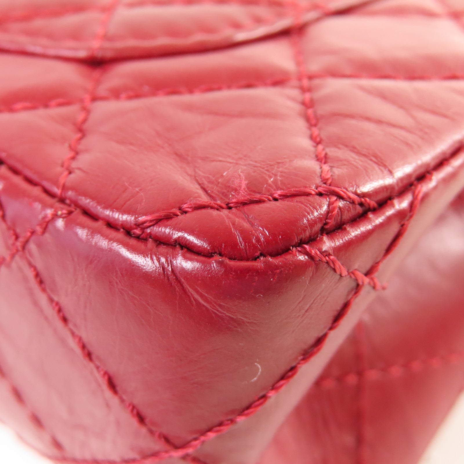 CHANEL 【激減優惠】菱格牛皮皮革2.55 Mini Chain Shoulder Bag銀扣鏈帶肩背袋酒紅色