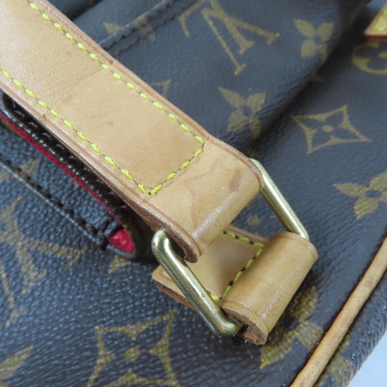 LOUIS VUITTON Monogram Excentri-cite金扣手挽袋啡色/紅色