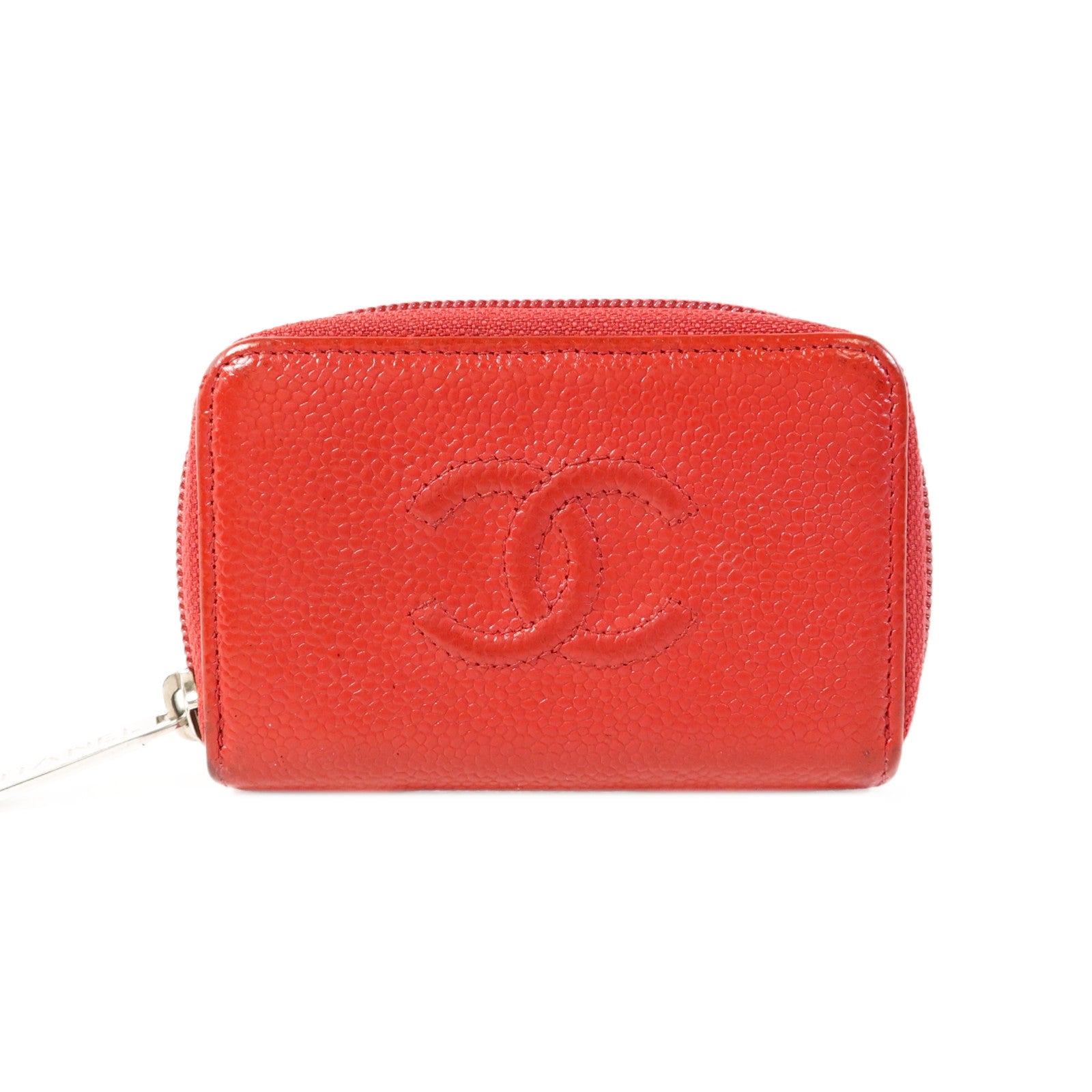 CHANEL 牛皮皮革Coin Case銀扣零錢包