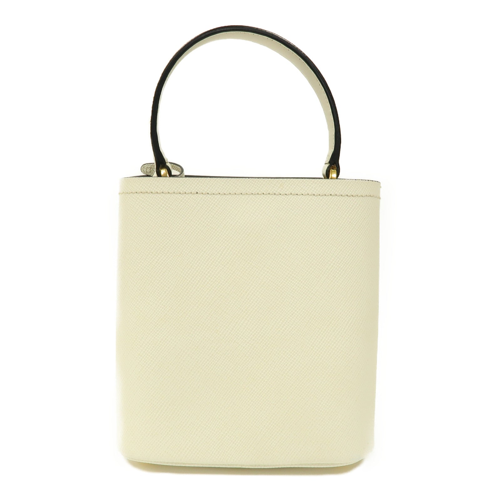 PRADA Saffiano皮革Panier Bag金扣手挽肩背兩用袋白色