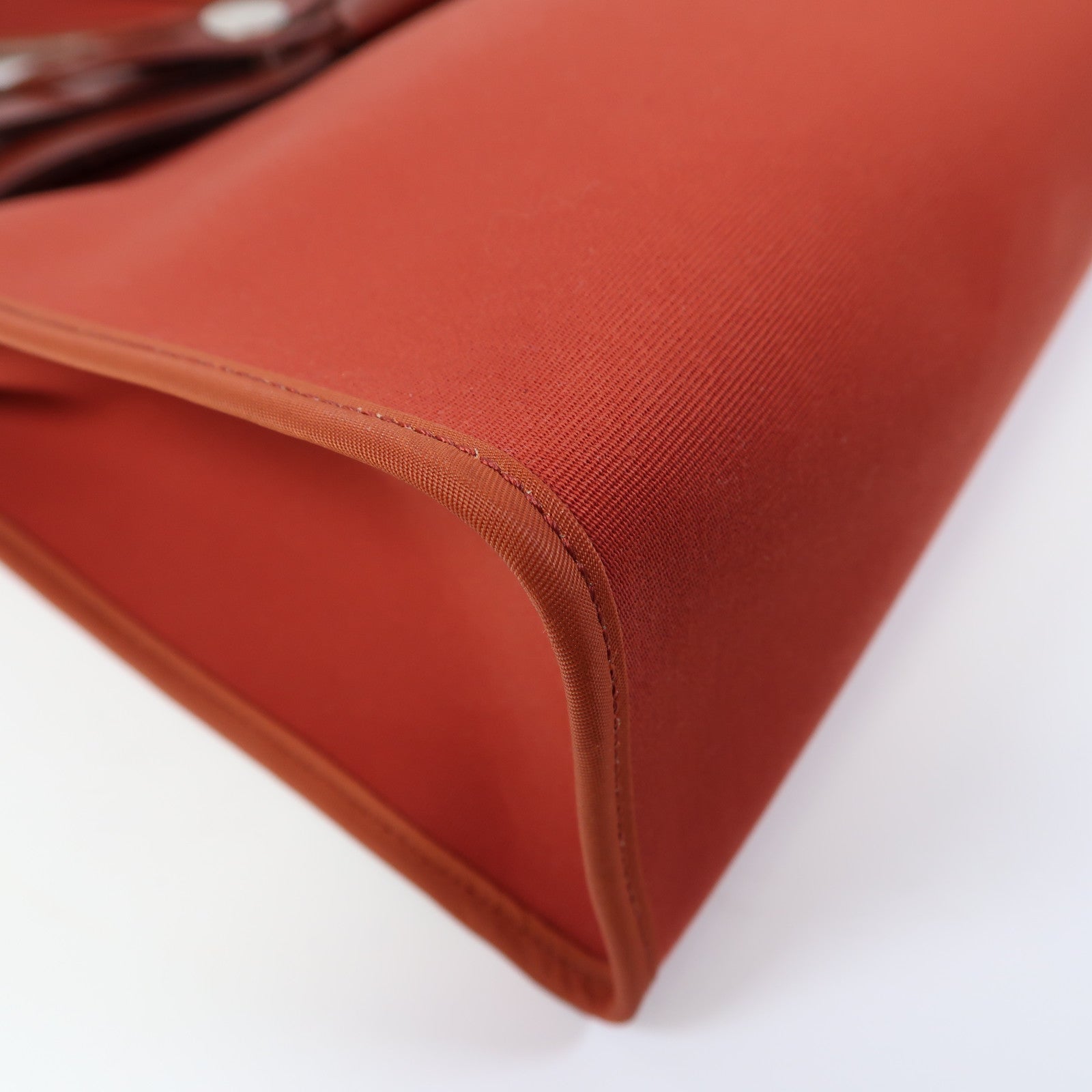 HERMES 帆布Herbag PM銀扣手挽肩背兩用袋紅色