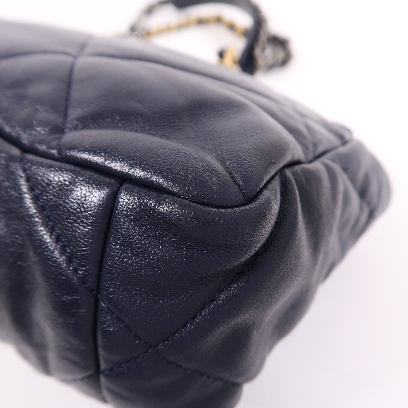 CHANEL CC C19 Small 2 Way Shoulder Bag Lambskin Leather Blue