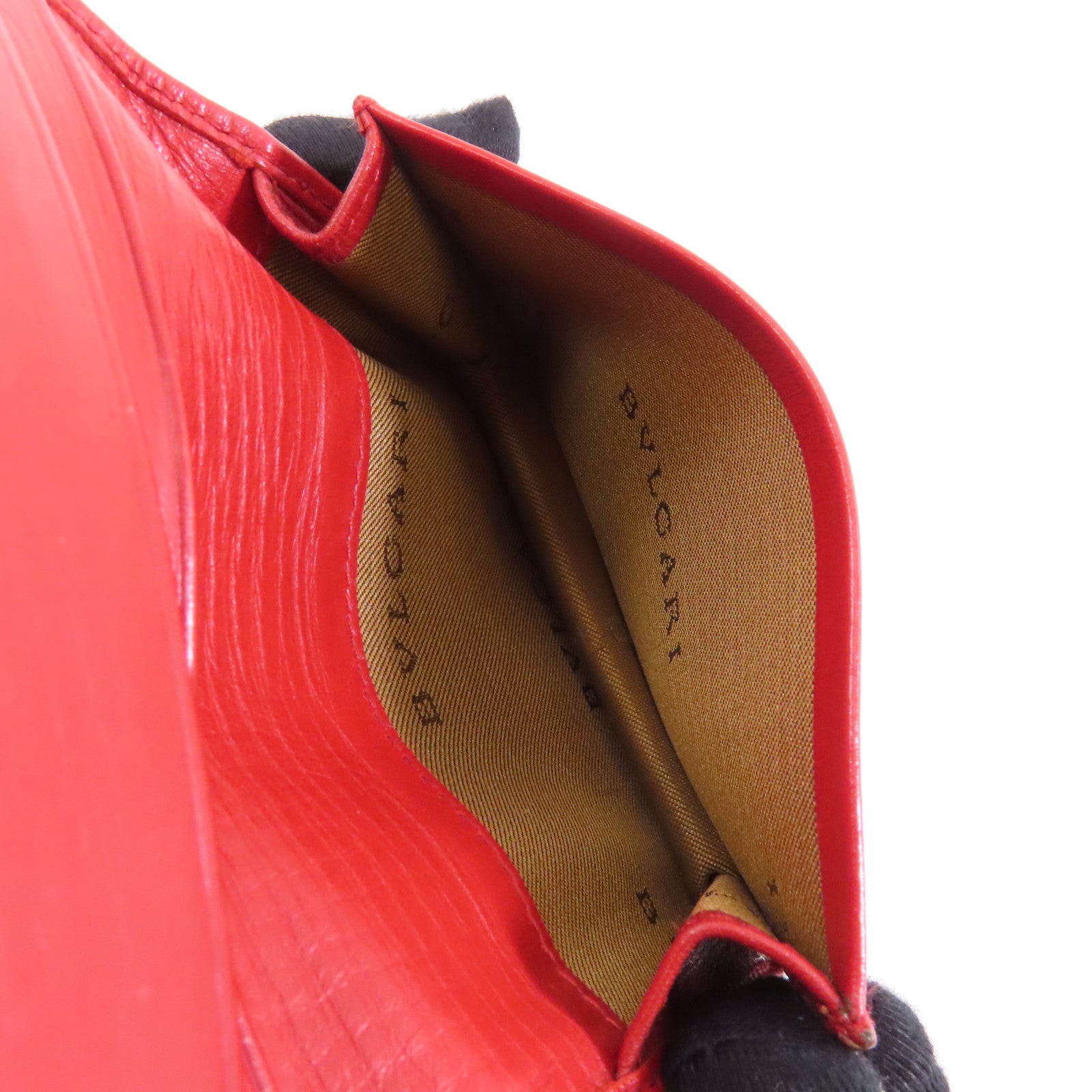 BVLGARI (PRICE DOWN) Card Case Calfskin Leather Red