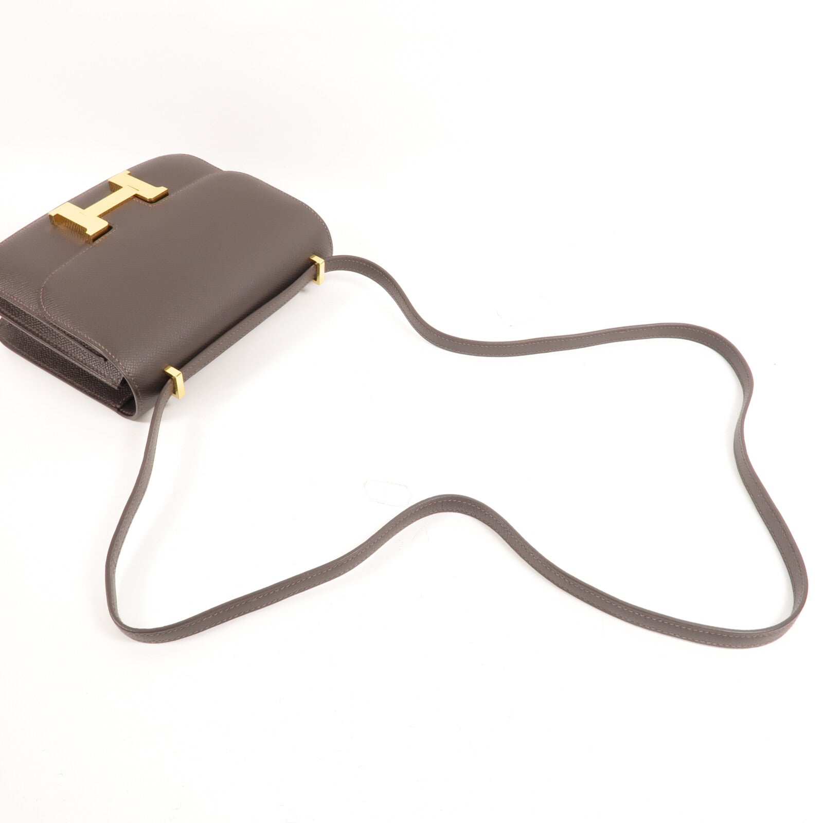 HERMES Epsom皮革Constance Mini肩背袋Bai Brun