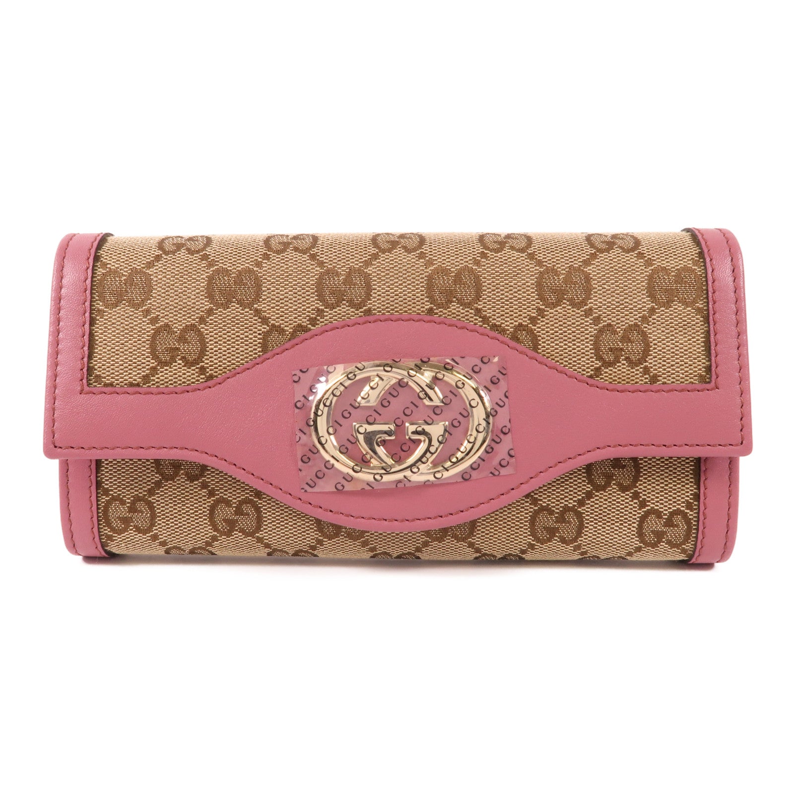 GUCCI GG GHW Long Wallet 282431 Canvas Pink/Brown