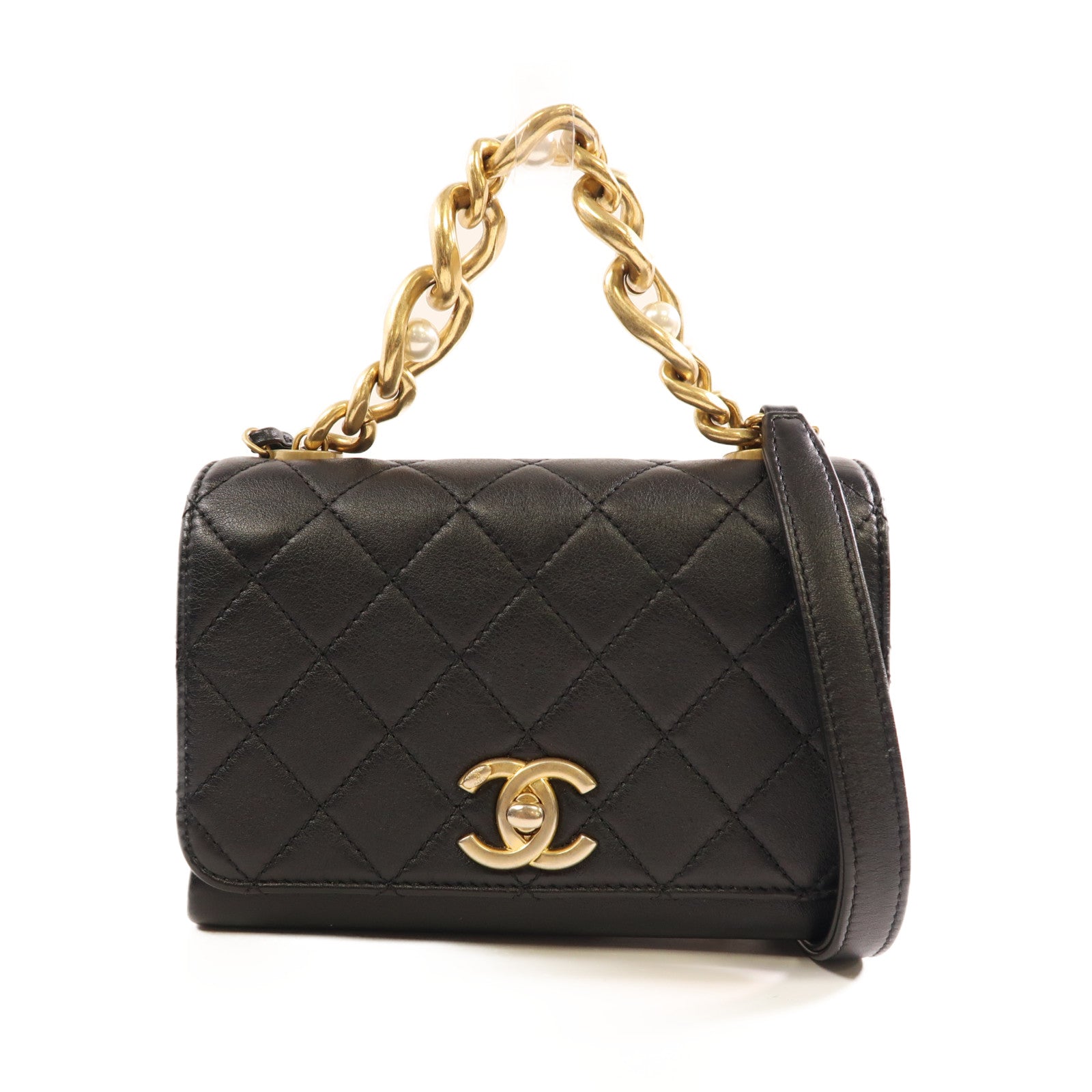 CHANEL 【激減優惠】牛皮皮革2 Way Shoulder金扣肩背袋