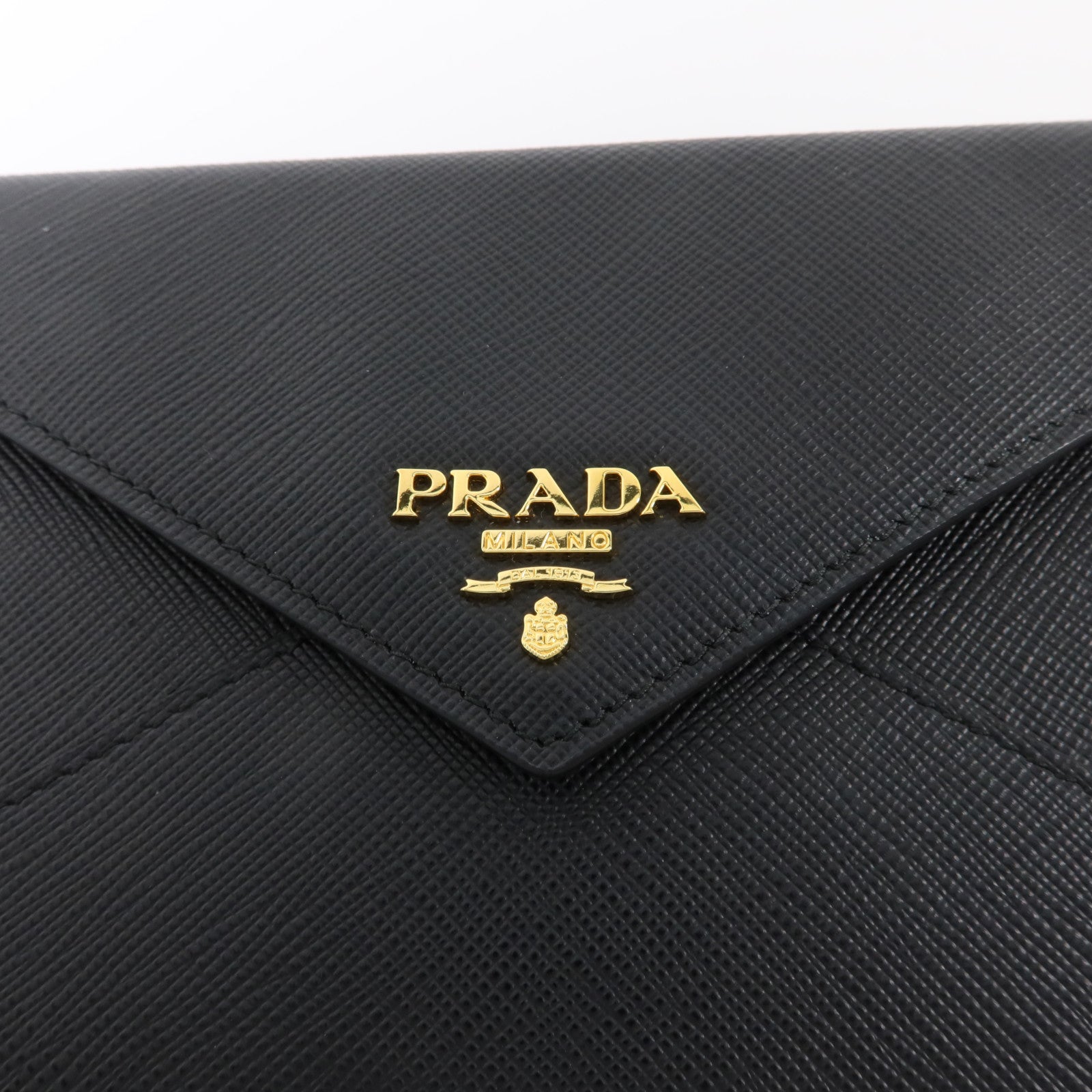 PRADA Saffiano皮革Envelope Wallet金扣長錢包