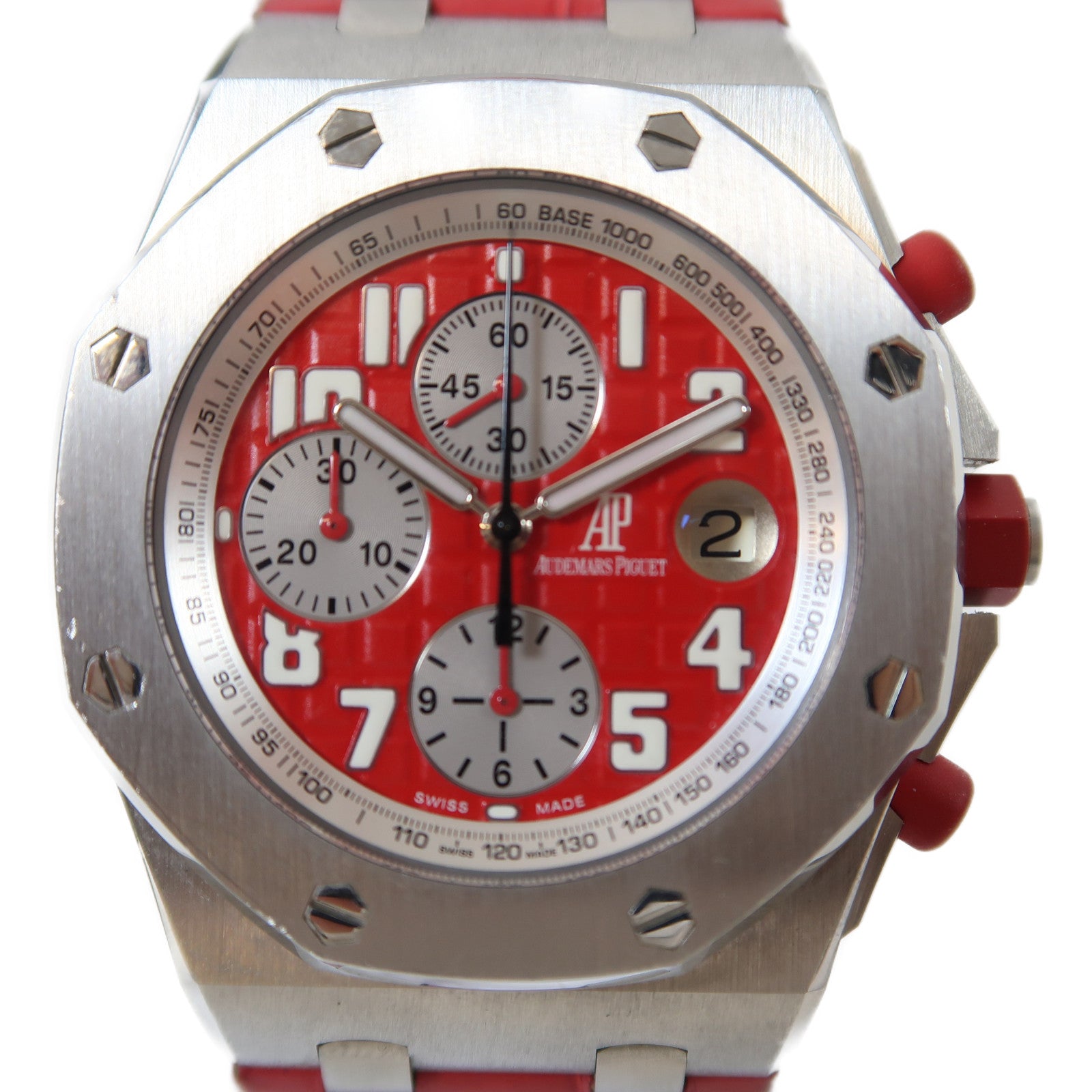 AUDEMARS PIGUET Royal Oak 42mm不鏽鋼/皮革手錶自動機芯紅色