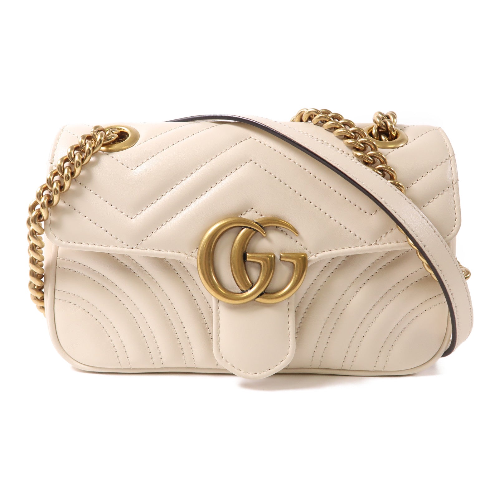 GUCCI 牛皮皮革GG Marmont Flap金扣肩背袋