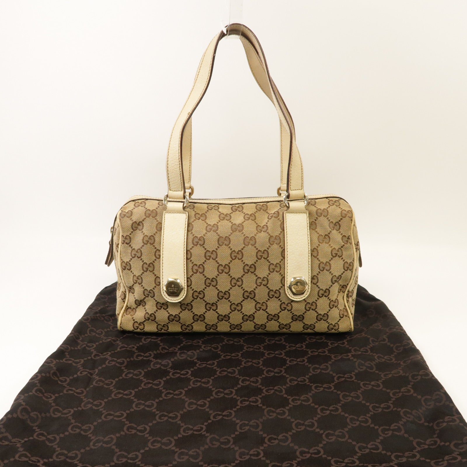 GUCCI 帆布Shoulder Bag金扣肩背袋啡色