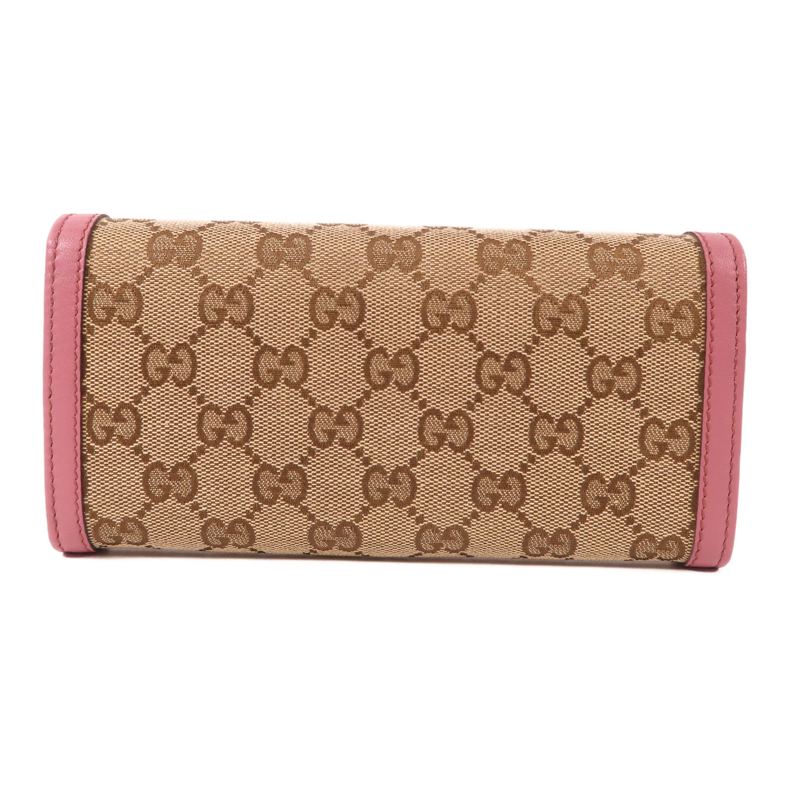 GUCCI GG GHW Long Wallet 282431 Canvas Pink/Brown