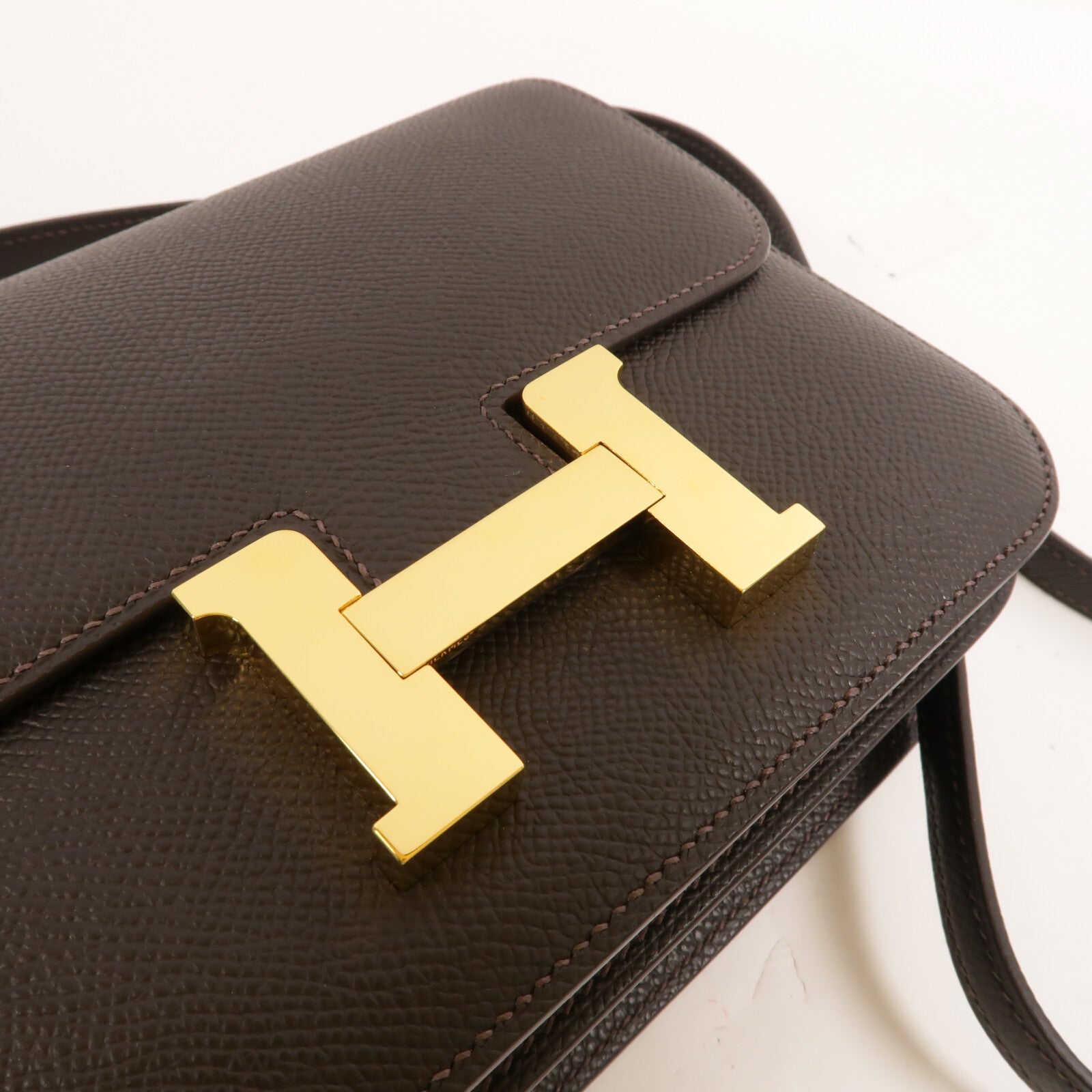 HERMES Epsom皮革Constance Mini肩背袋Bai Brun