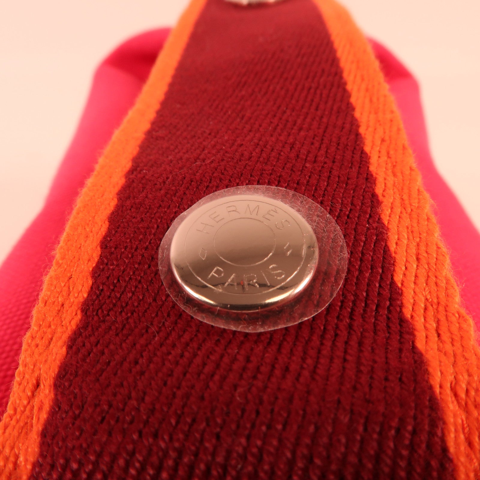 HERMES 帆布Bride a Brac銀扣手挽袋Hibiscus