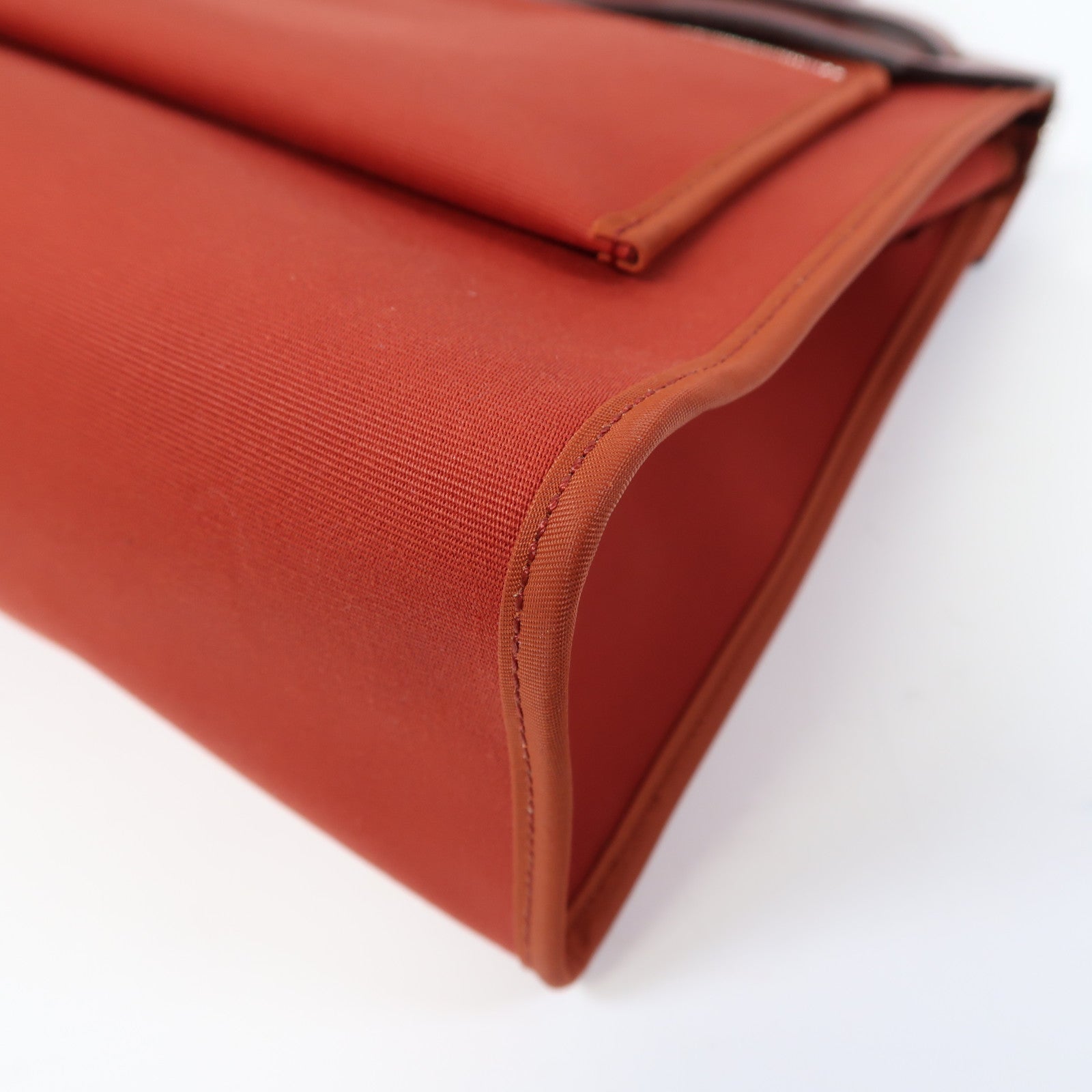 HERMES 帆布Herbag PM銀扣手挽肩背兩用袋紅色