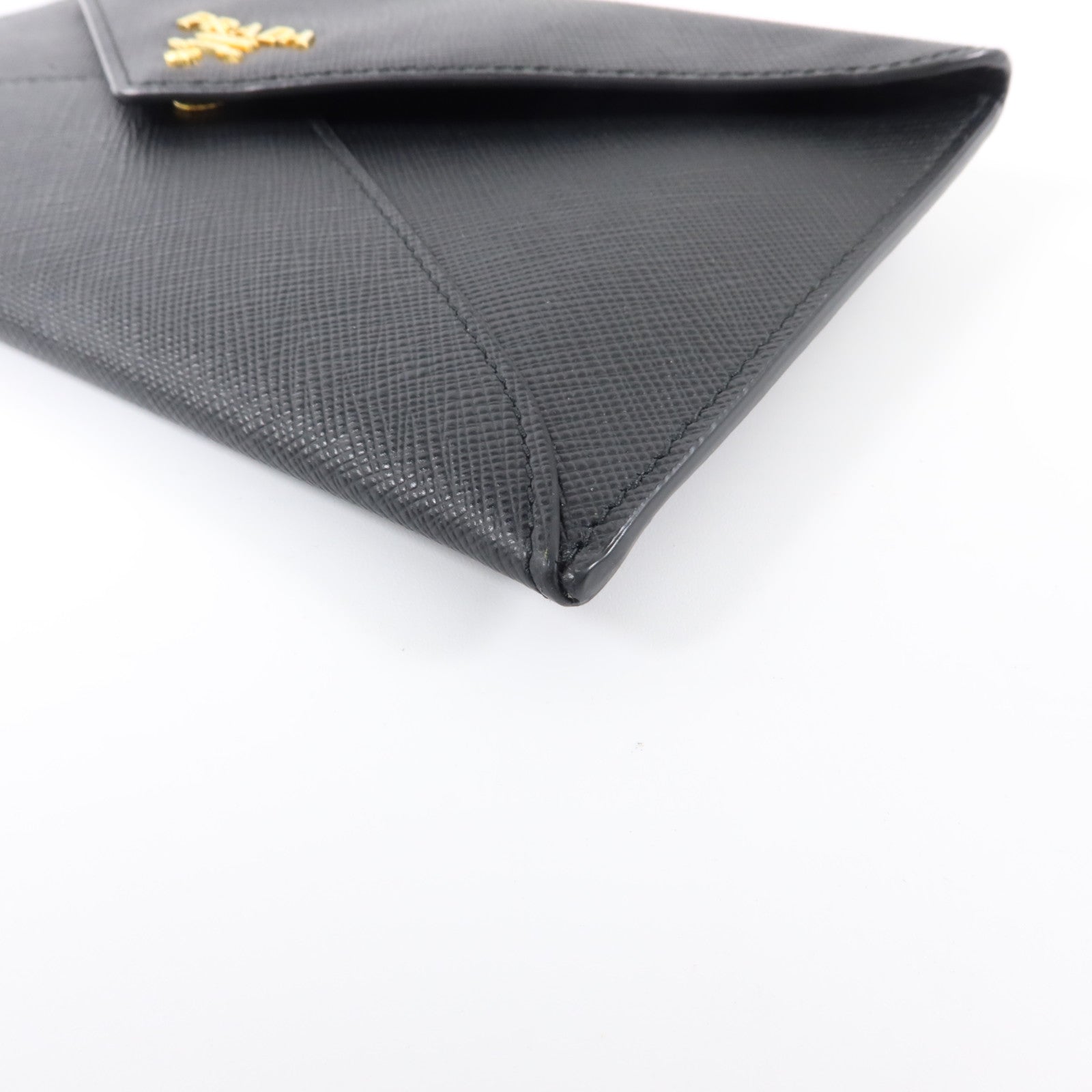 PRADA Saffiano皮革Envelope Wallet金扣長錢包