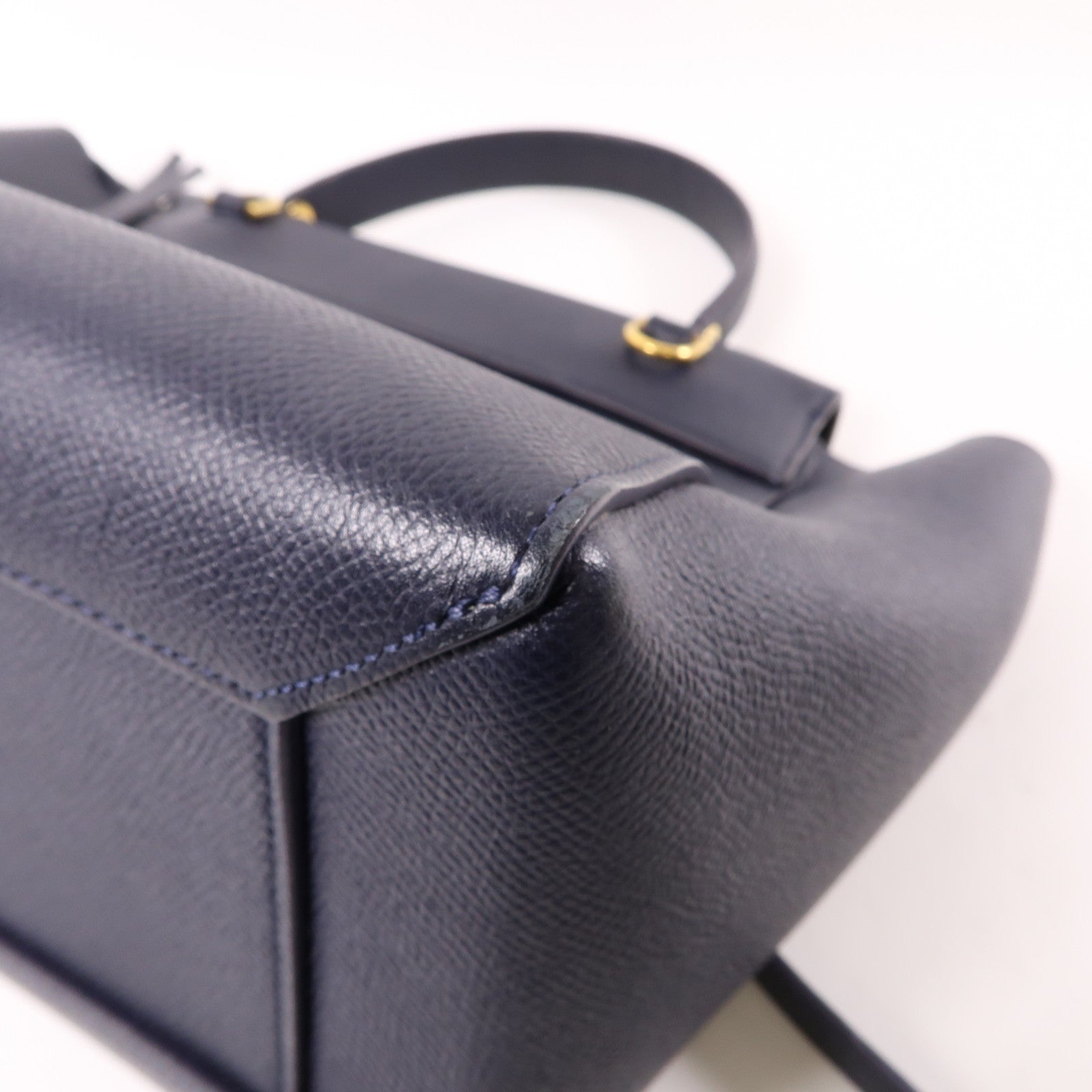 CELINE 牛皮皮革Belt Bag金扣手挽肩背兩用袋深藍色