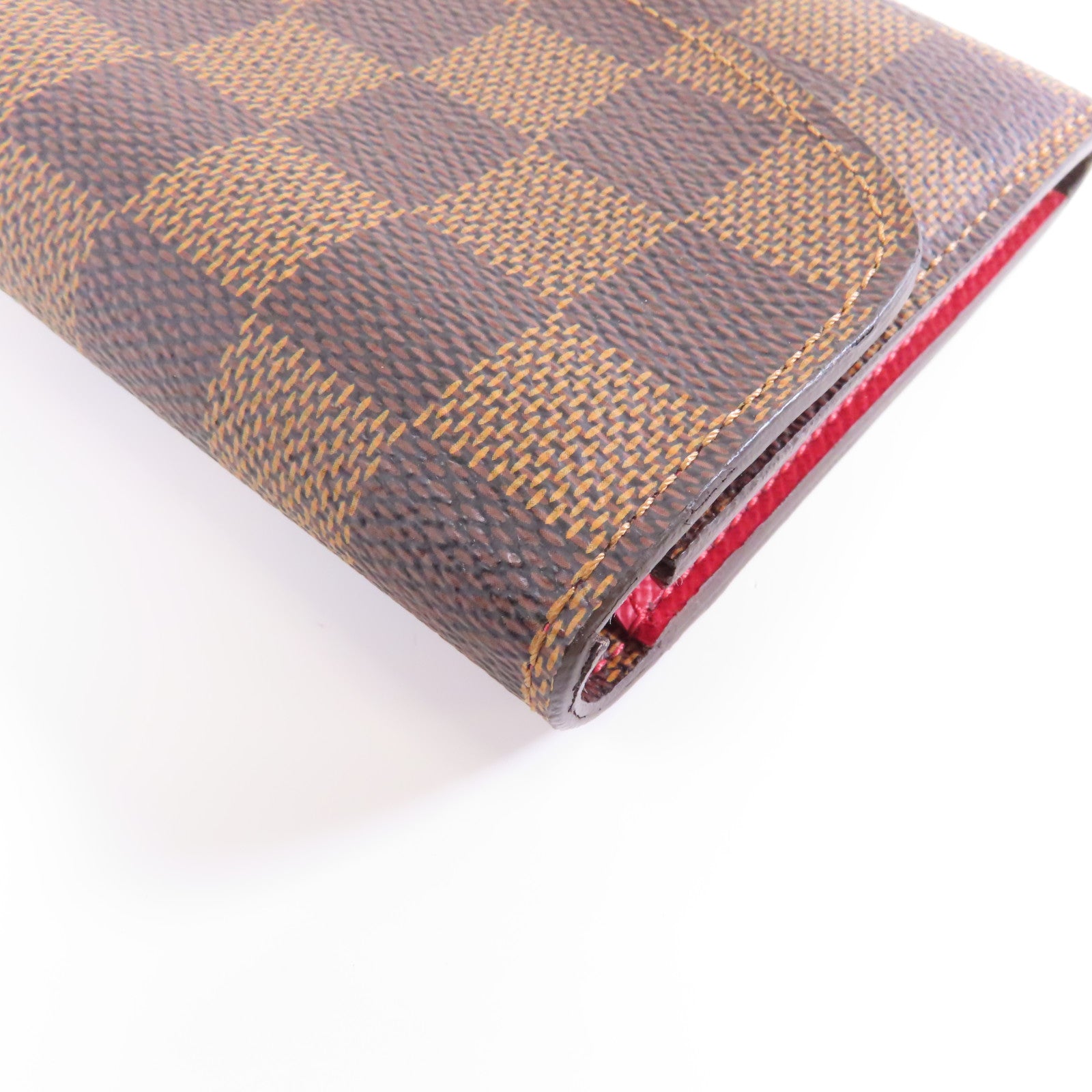 LOUIS VUITTON Damier Emilie Long Wallet金扣長錢包棕色/紅色