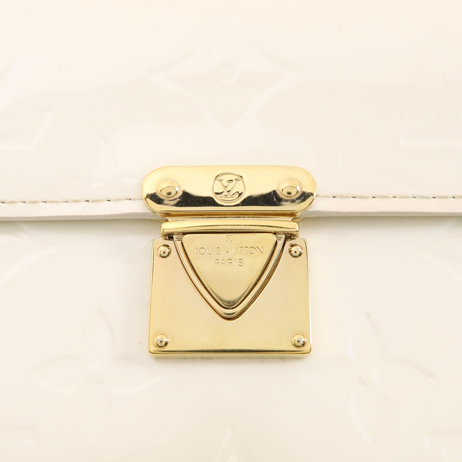 LOUIS VUITTON Vernis Wallet金扣錢包白色