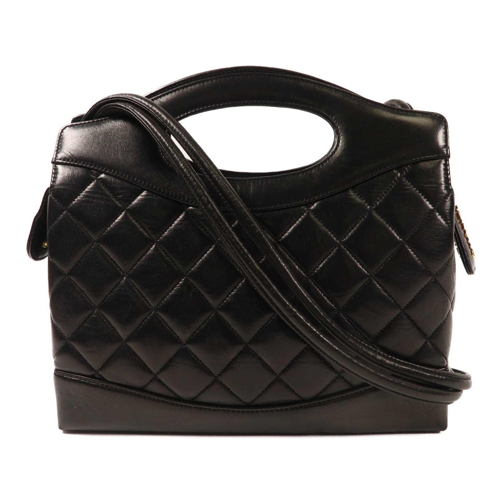 CHANEL 羊皮皮革Shoulder Bag金扣手挽肩背兩用袋