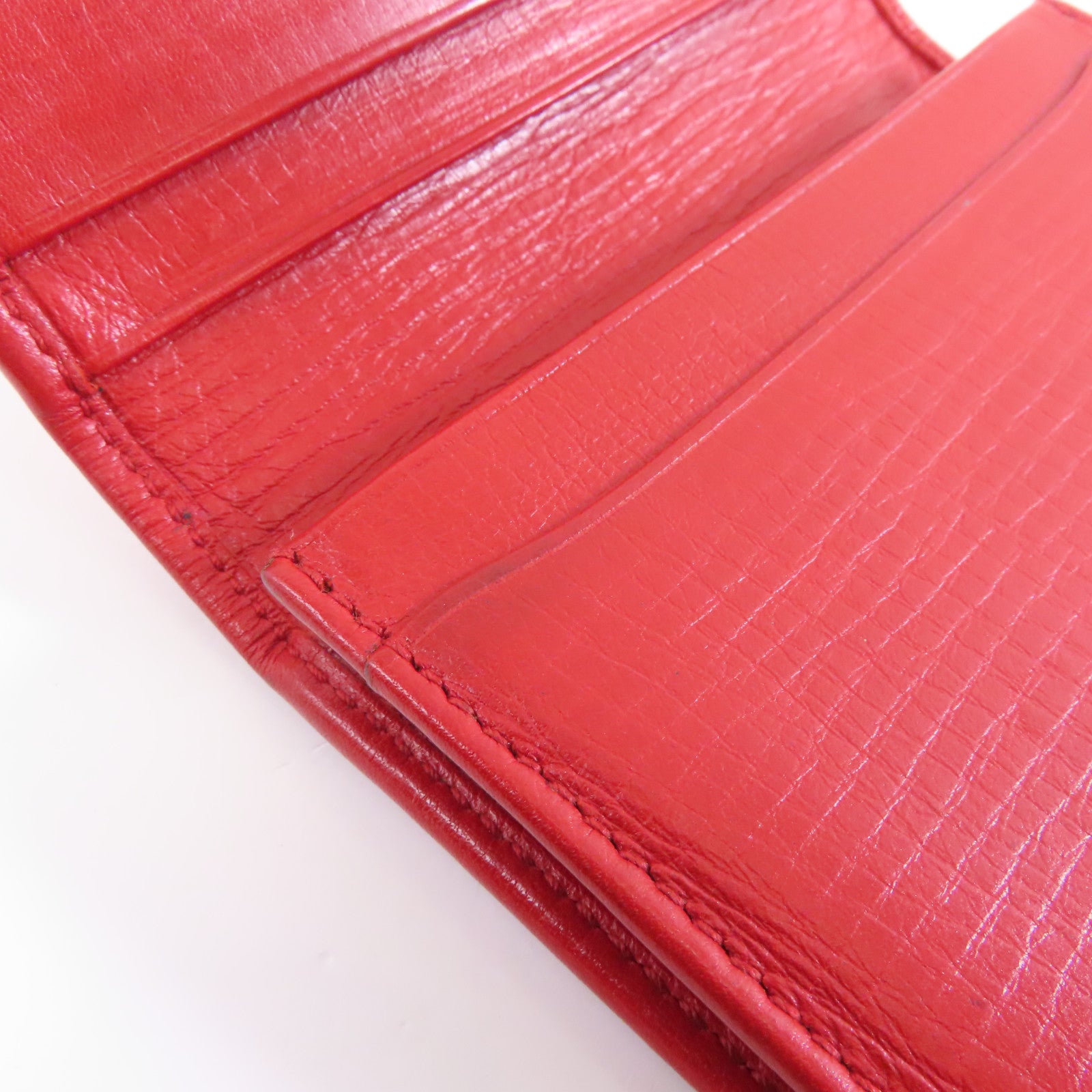 BVLGARI (PRICE DOWN) Card Case Calfskin Leather Red