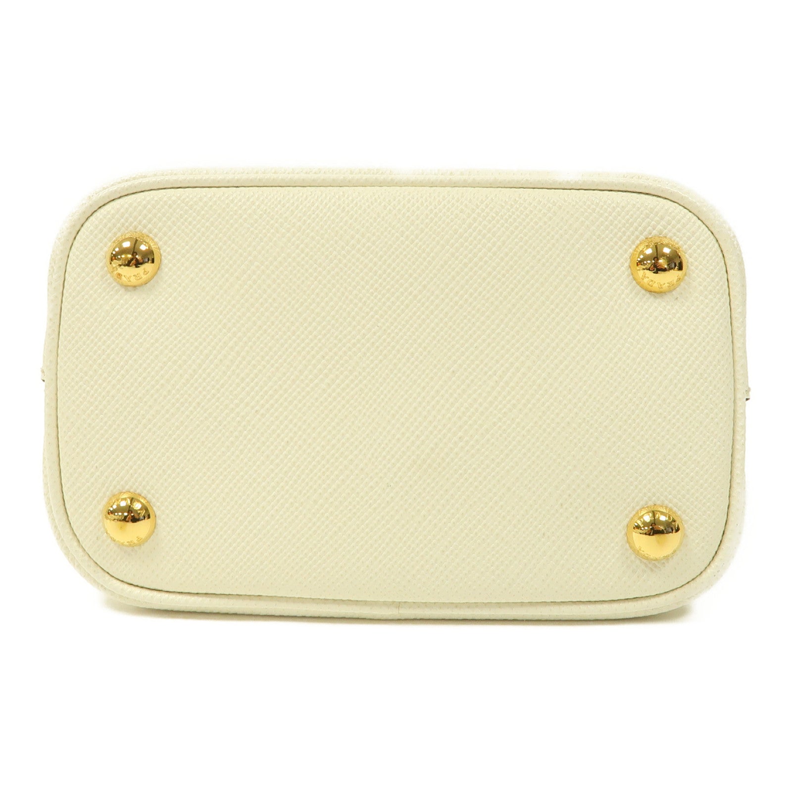 PRADA Saffiano皮革Panier Bag金扣手挽肩背兩用袋白色