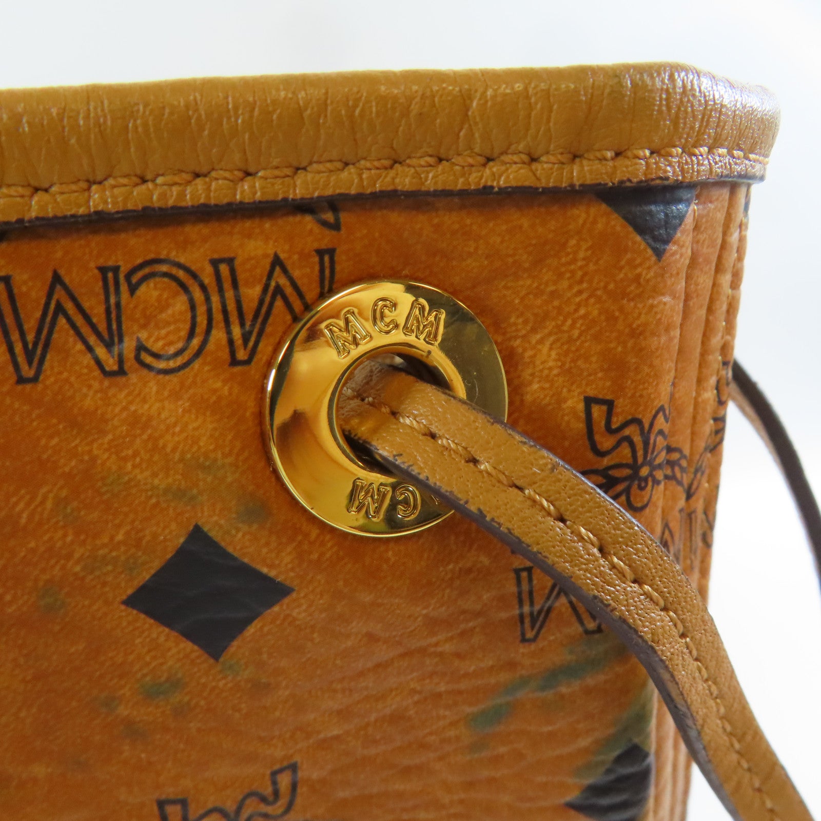 MCM 【激減優惠】塗層帆布Tote Bag金扣手挽袋啡色