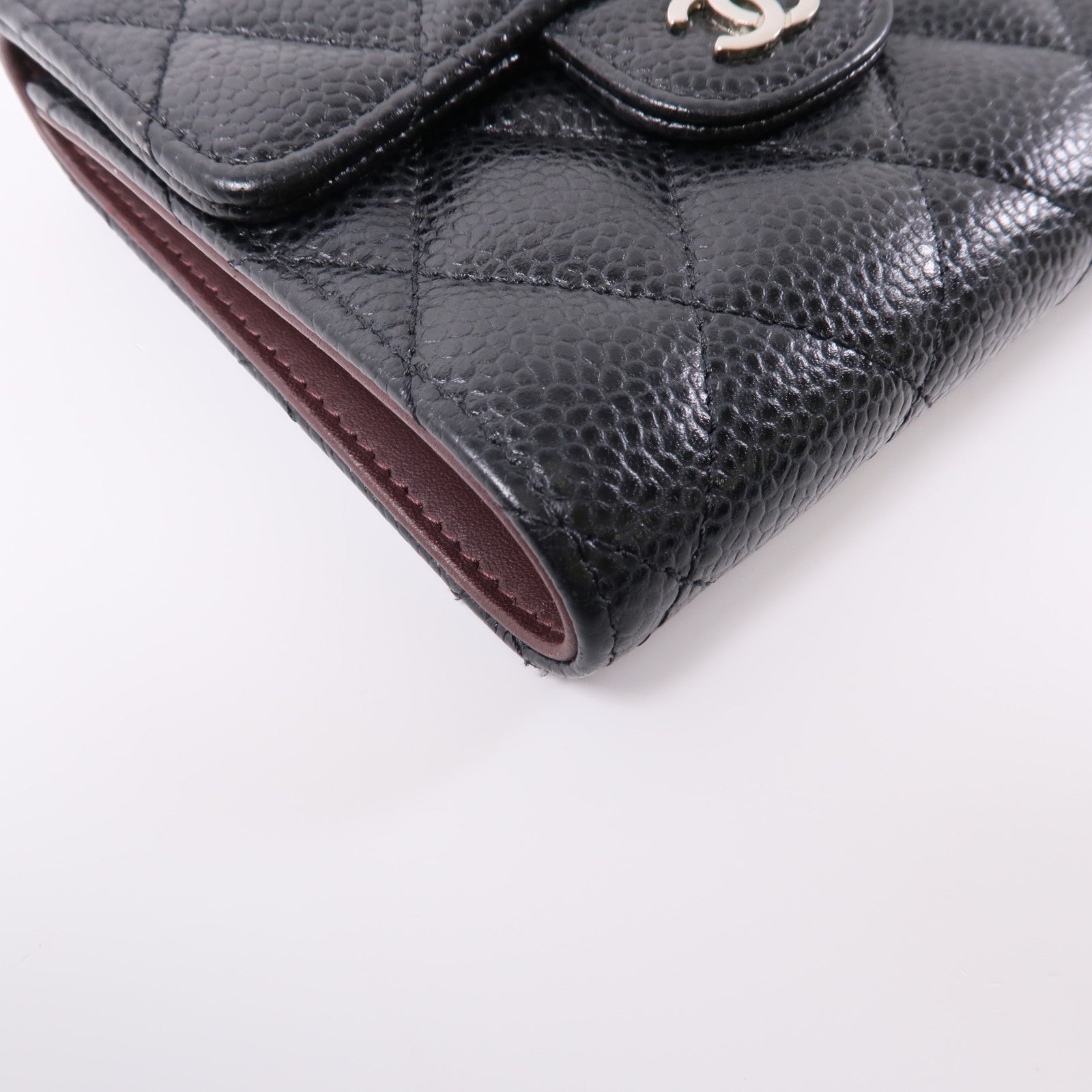 CHANEL 牛皮皮革Wallet銀扣錢包黑色