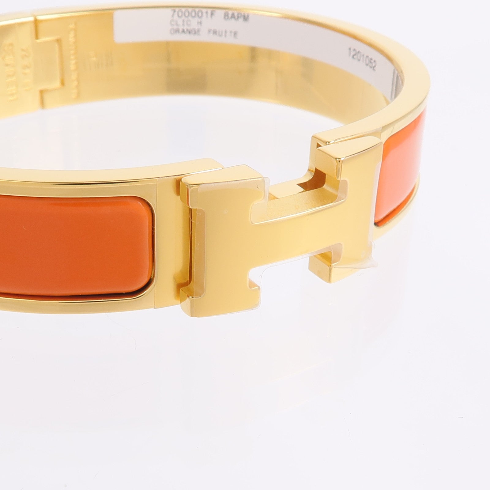 HERMES 金屬/琺瑯Clic H Bracelet手鐲Orange