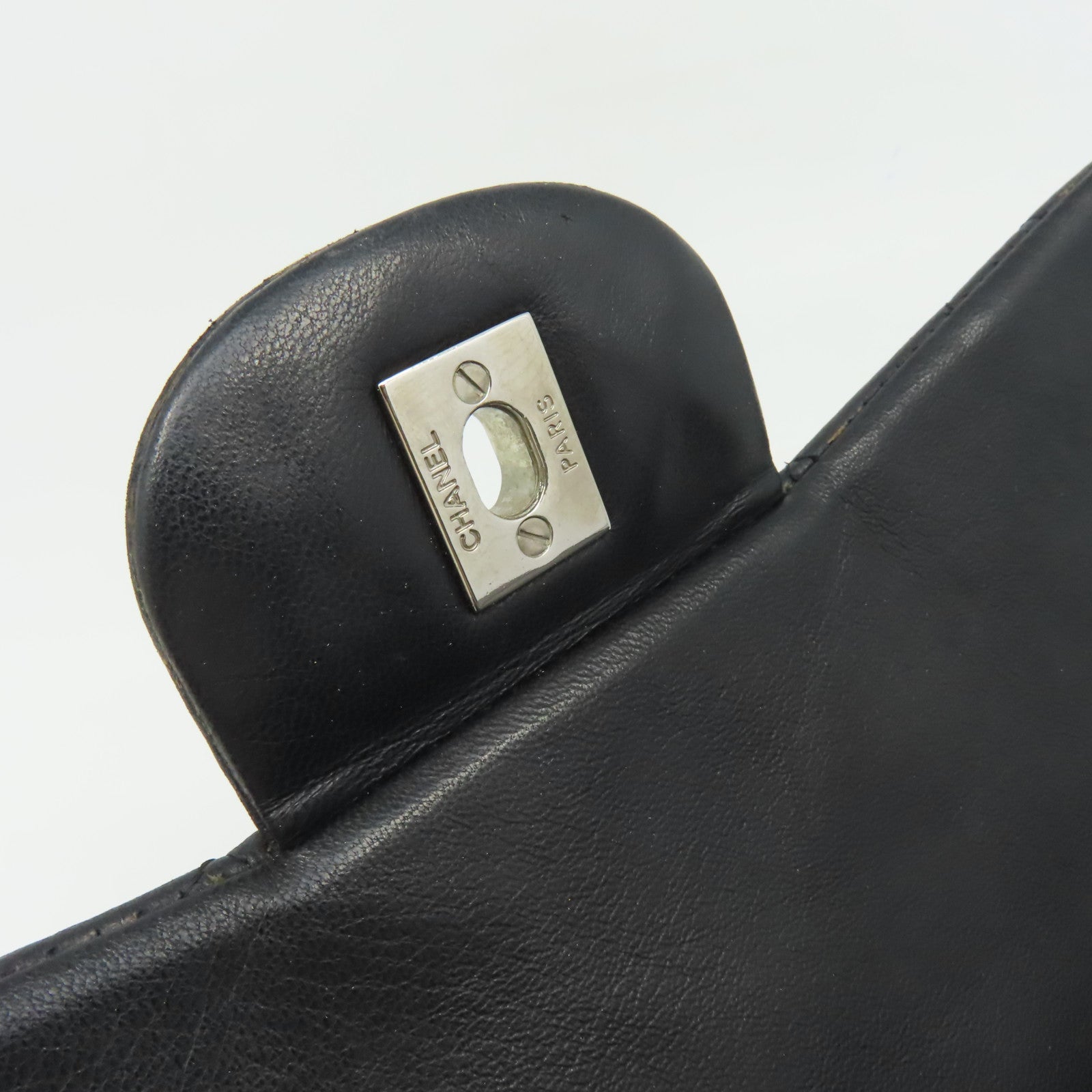 CHANEL **【激減優惠】菱格羊皮皮革Jumbo Classic Flap Chain Shoulder Bag銀扣鏈帶肩背袋黑色