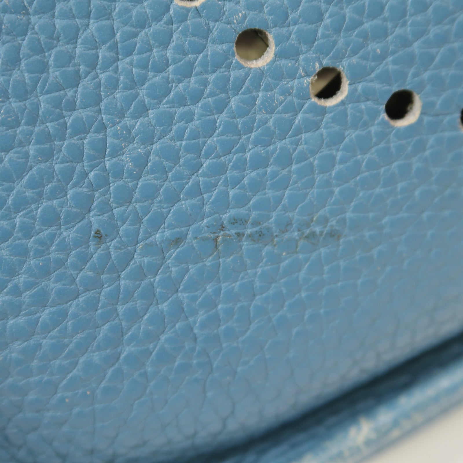 HERMES Clemence皮革Evelyne PM銀扣肩背袋Bleu Jean