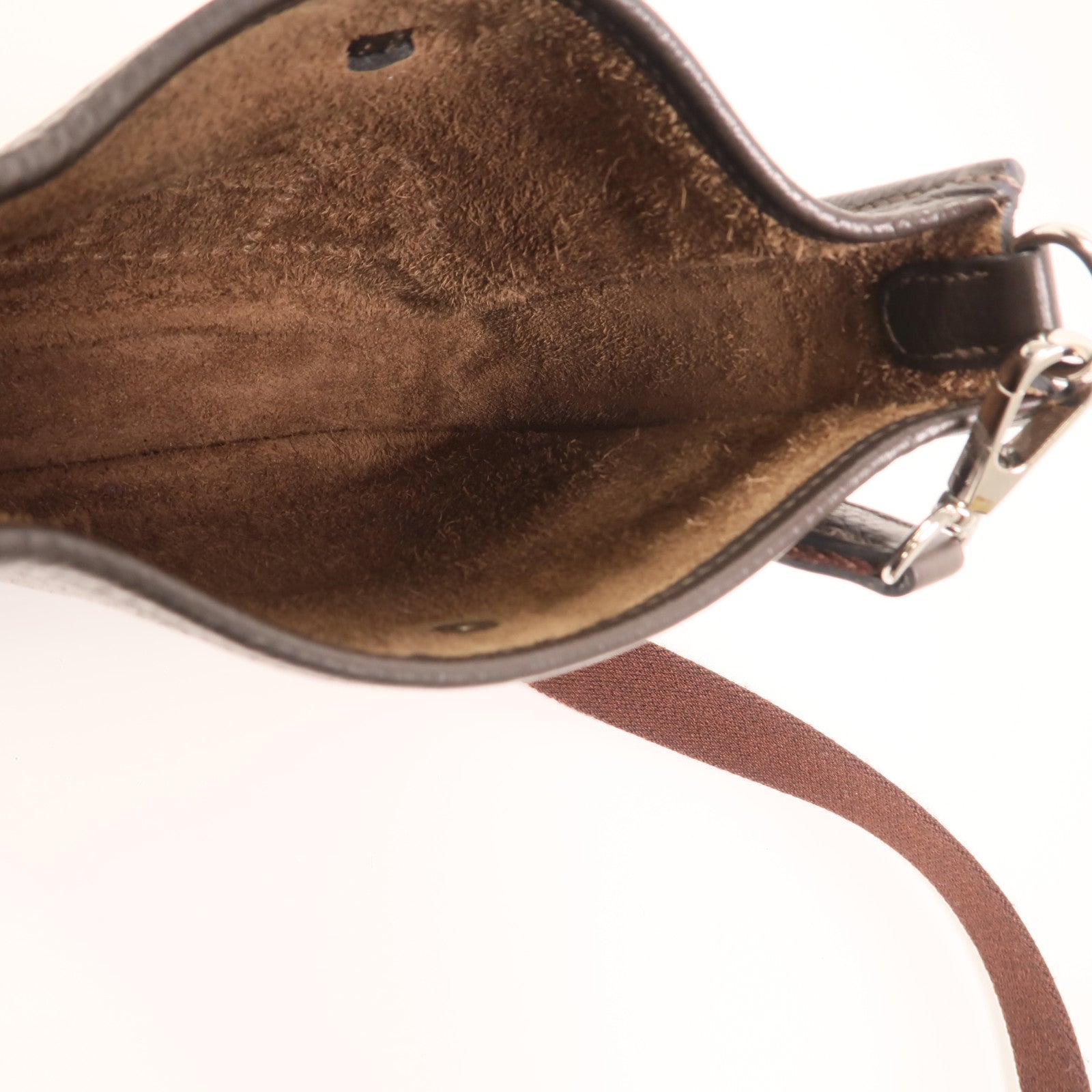 HERMES Clemence皮革Evelyne TPM銀扣肩背袋Ebene