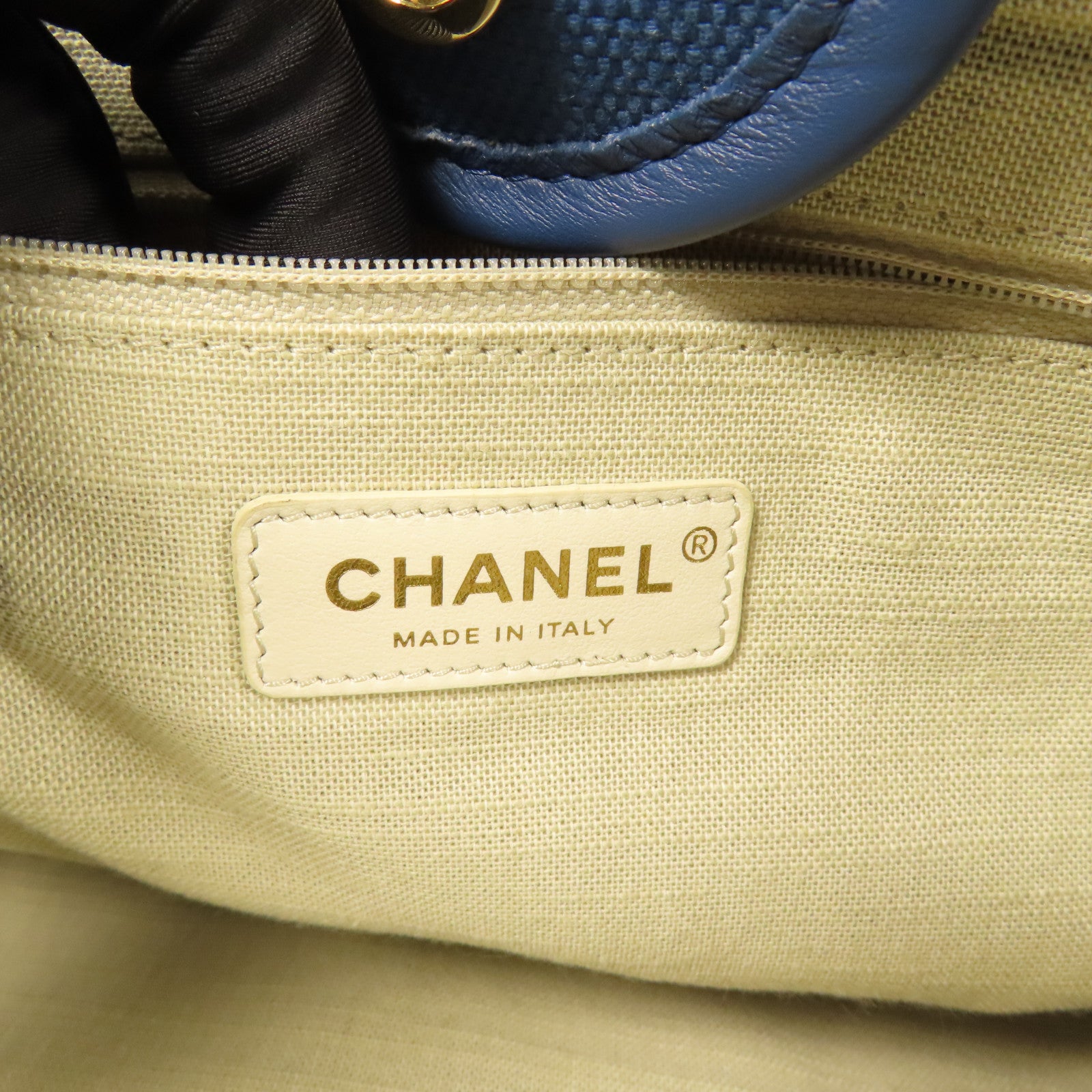 CHANEL CC GHW Deauville Tote Bag 2 Way Shoulder Hand Bag Canvas Blue