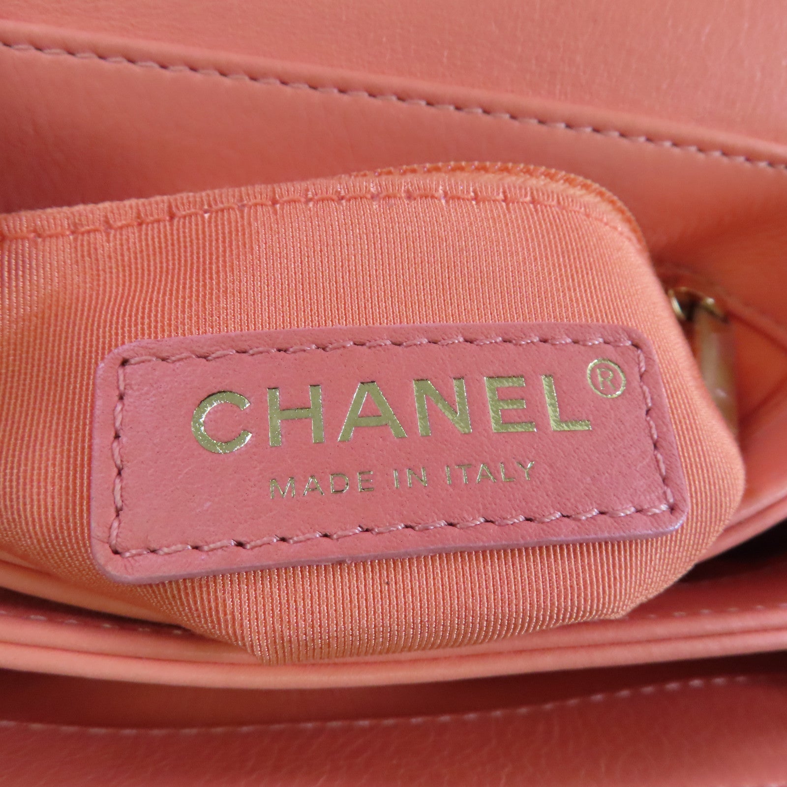 CHANEL 牛皮皮革2Way Chain Shoulder Bag金扣鏈帶肩背袋三文魚粉色