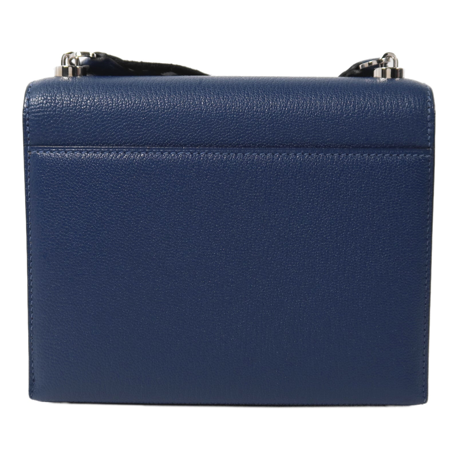 HERMES Chevre皮革Verrou Mini肩背袋Bleu Agate