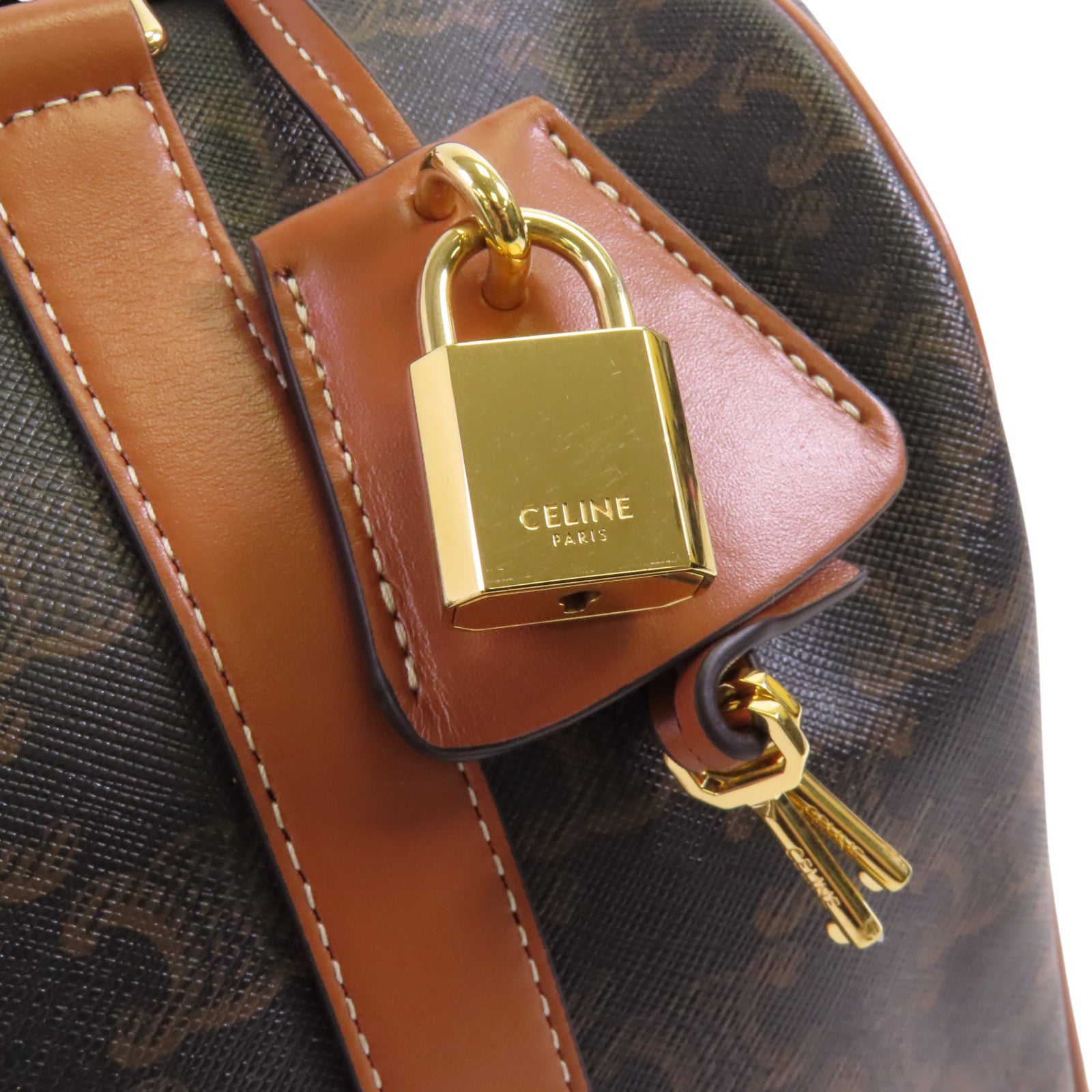 CELINE 【激減優惠】Triomphe帆布Large Boston金扣手挽肩背兩用袋