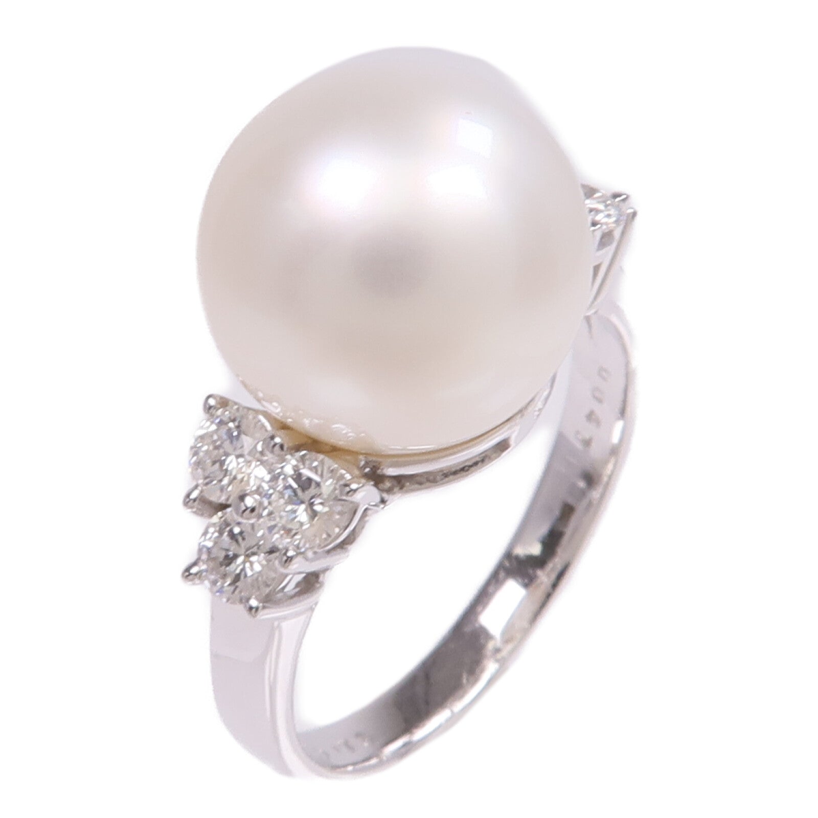 JEWELRY 【激減優惠】18K白金Pearl Diamond Ring珍珠/鑽石戒指US#5.75