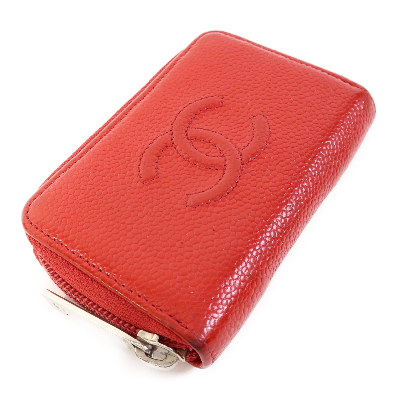 CHANEL 牛皮皮革Coin Case銀扣零錢包
