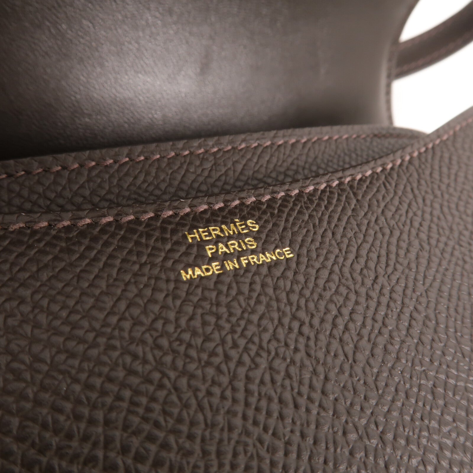 HERMES Epsom皮革Constance Mini肩背袋Bai Brun