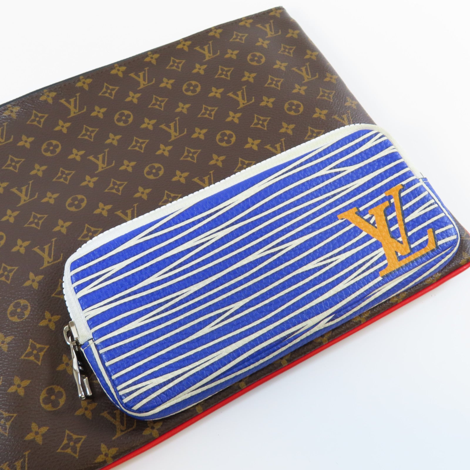 LOUIS VUITTON **【激減優惠】Monogram Patchwork Pochette A4金扣手拿包啡色