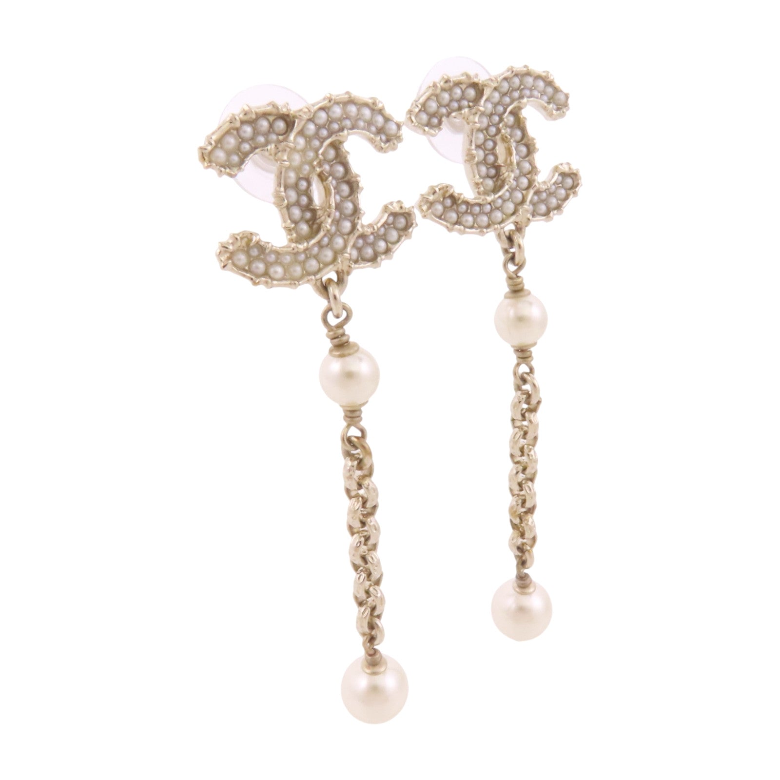 CHANEL 金屬/仿珍珠Earrings銀扣耳環