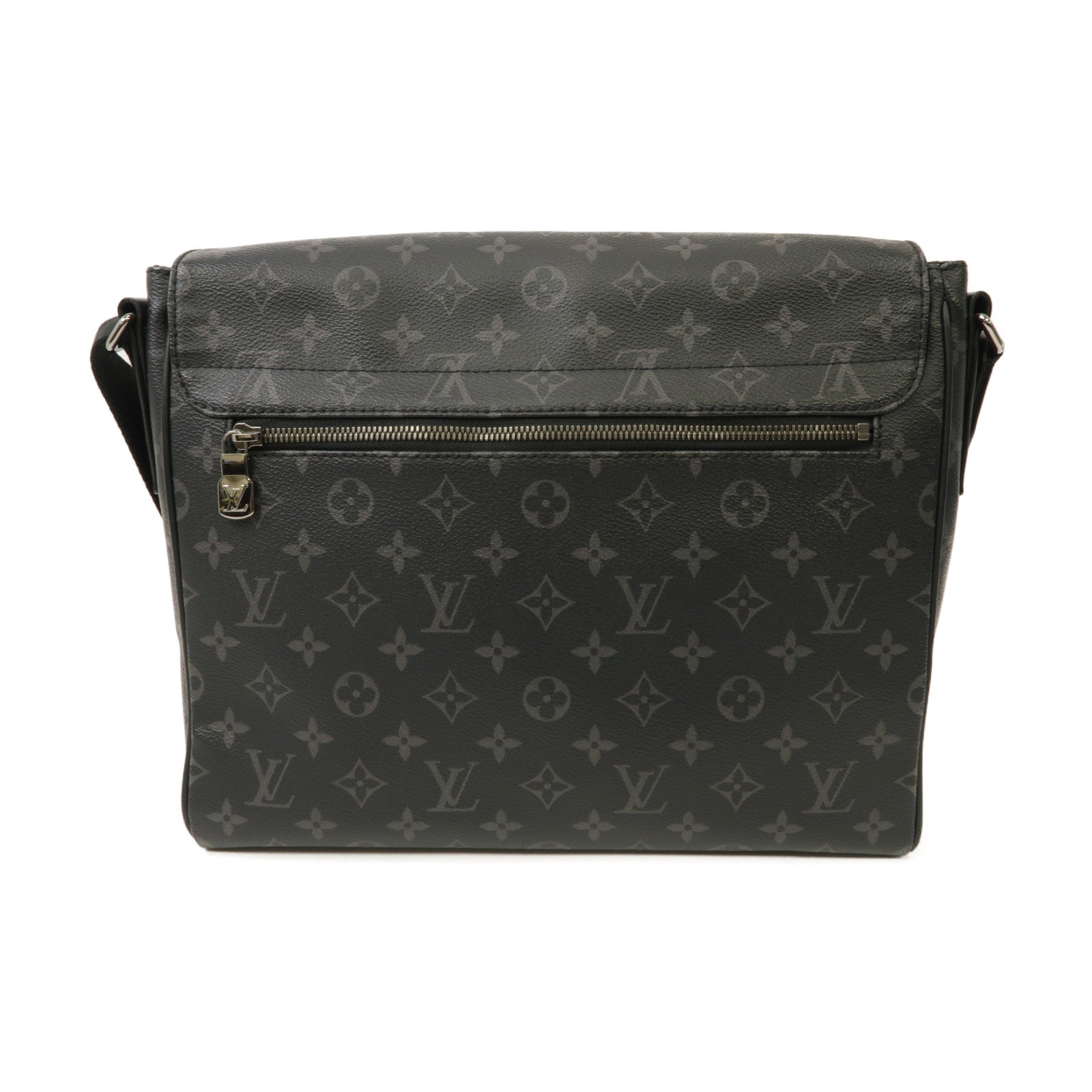 LOUIS VUITTON 【激減優惠】Monogram Eclipse District MM Messenger Bag銀扣肩背袋黑色